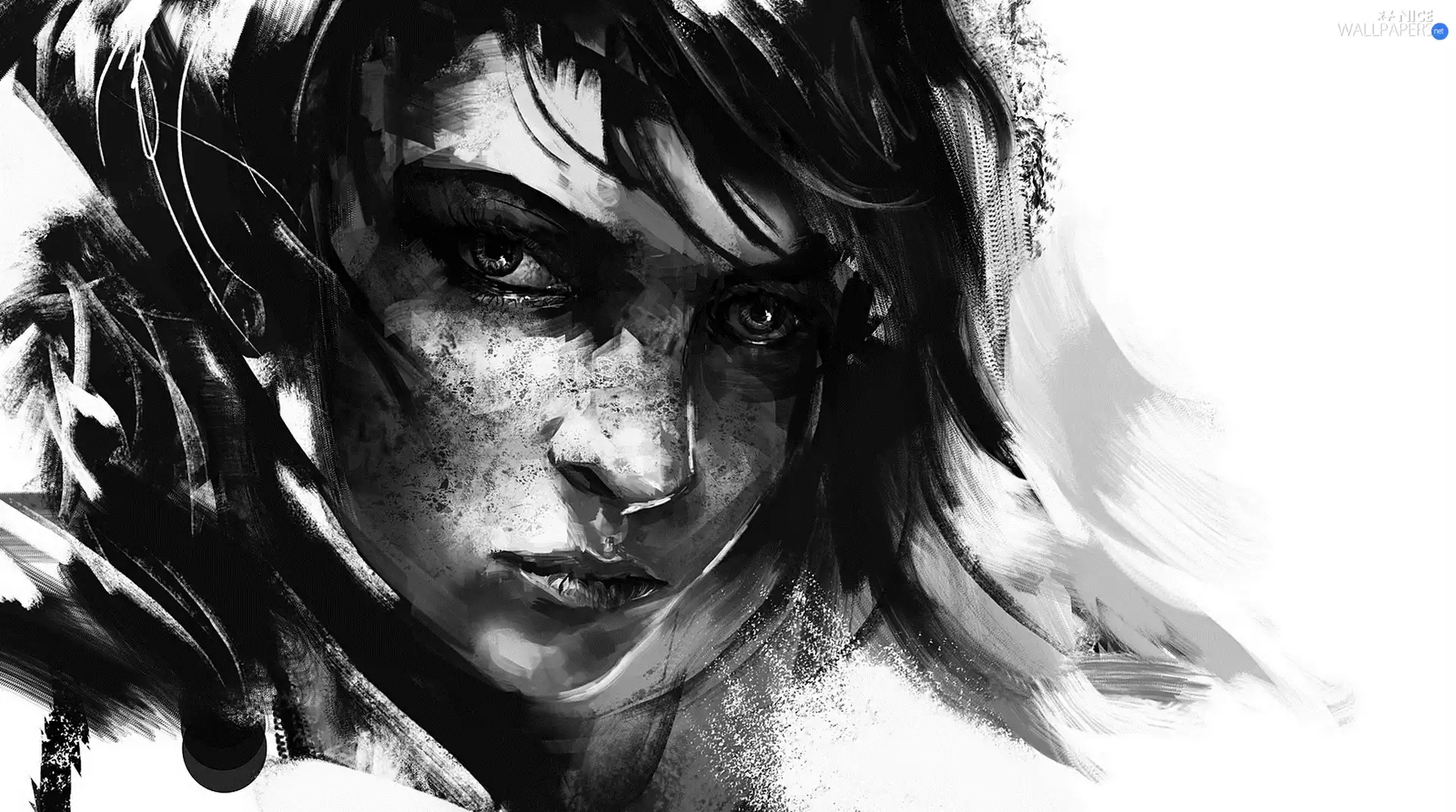 graphics, Black and White, girl, The look, Darek Zablocki