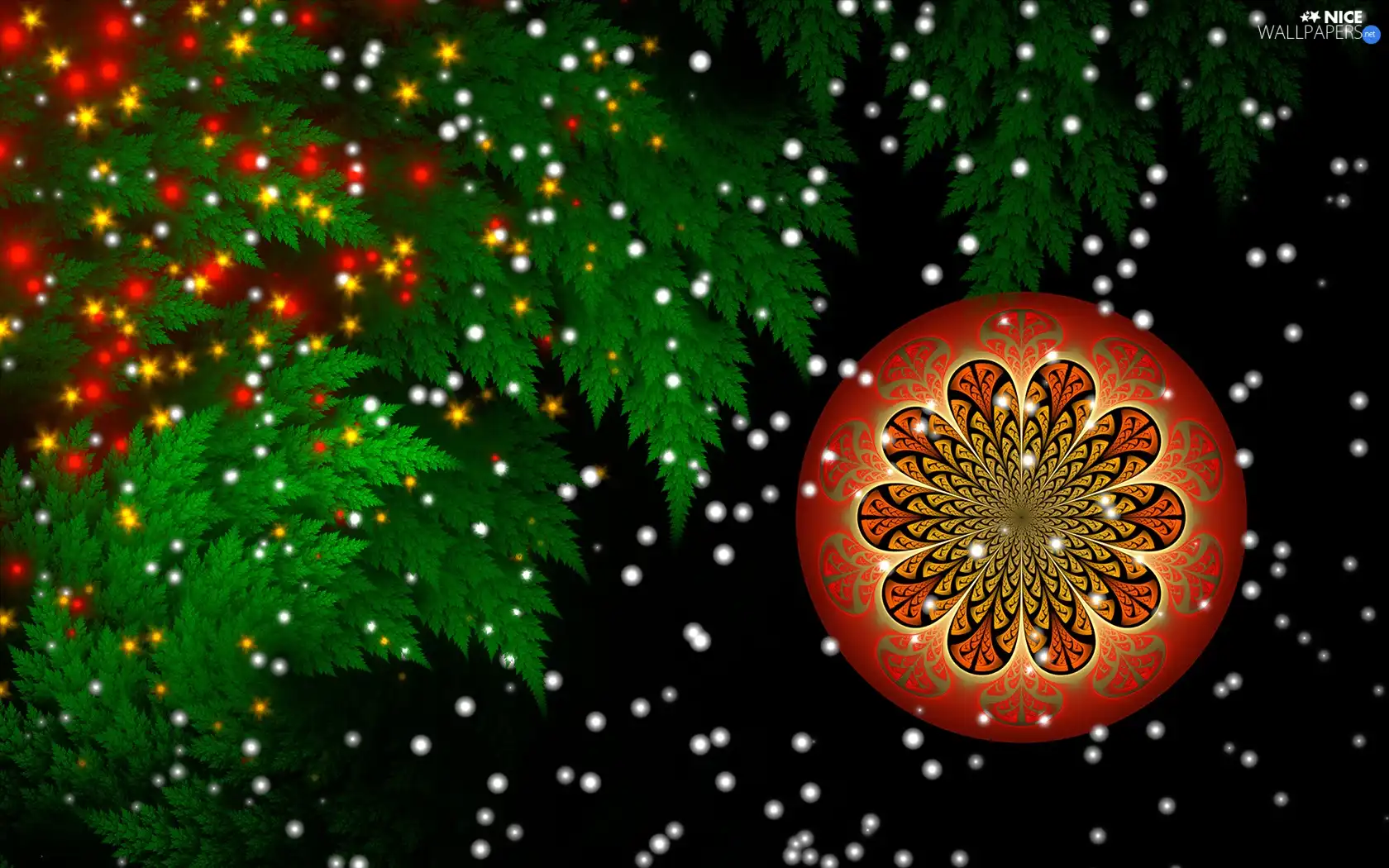 christmas tree, lights, graphics, bauble