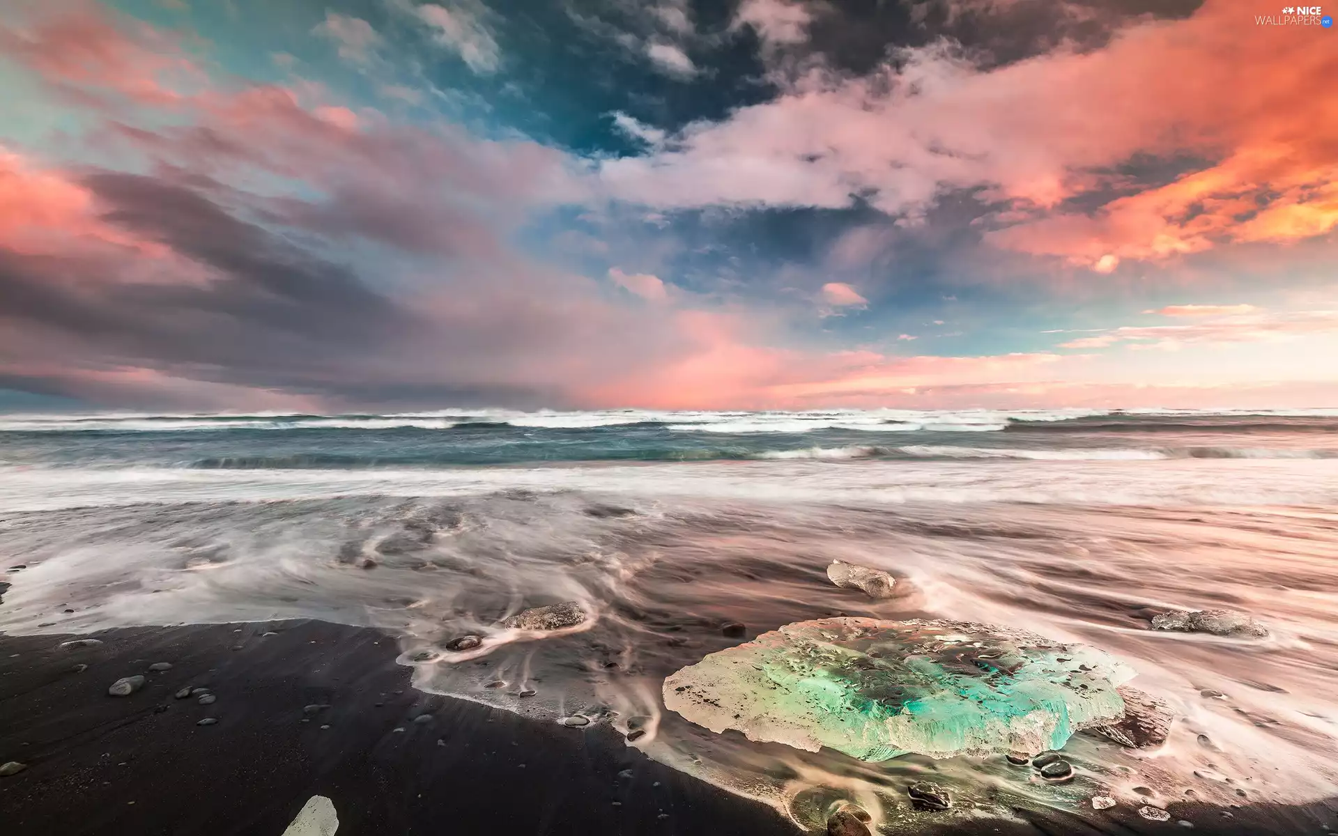 clouds, iceland, Icecream, Great Sunsets, clump, sea