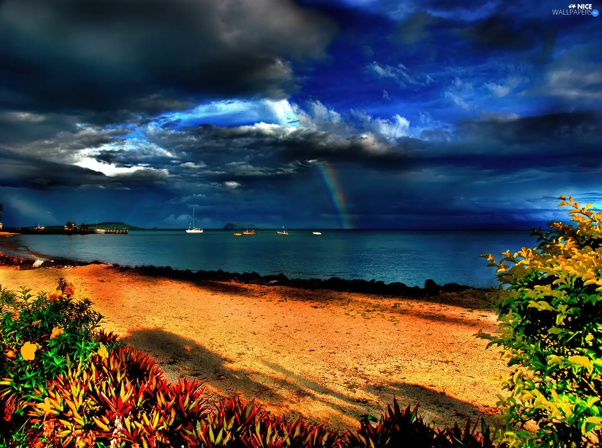 Sky, clouds, Great Rainbows