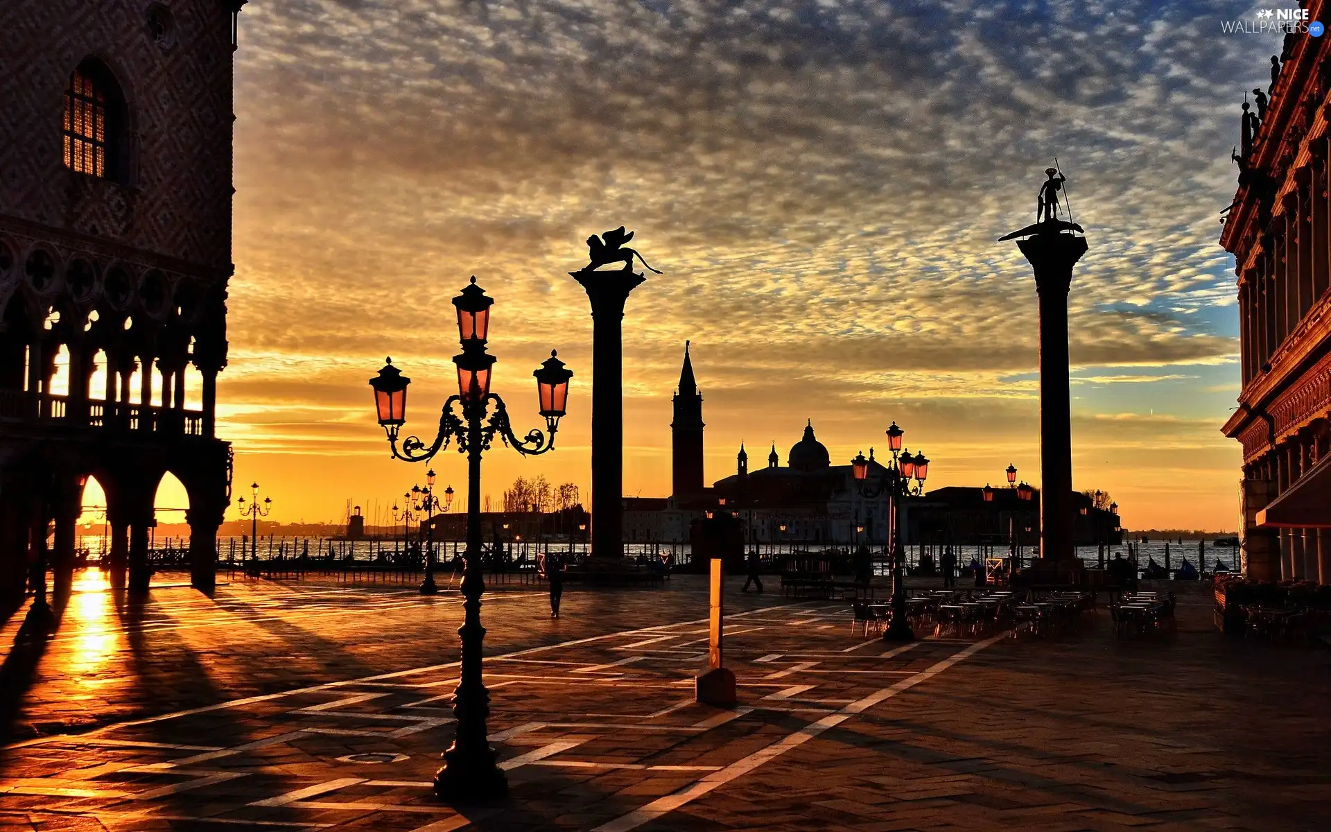 Venice, promenade, Great Sunsets, Italy