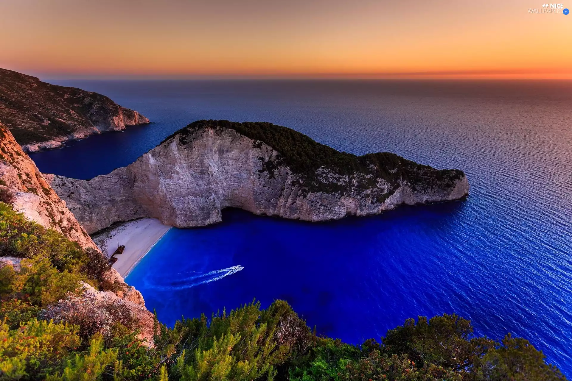 Coast, Ocean, Navagio, Greece, Beaches, Great Sunsets