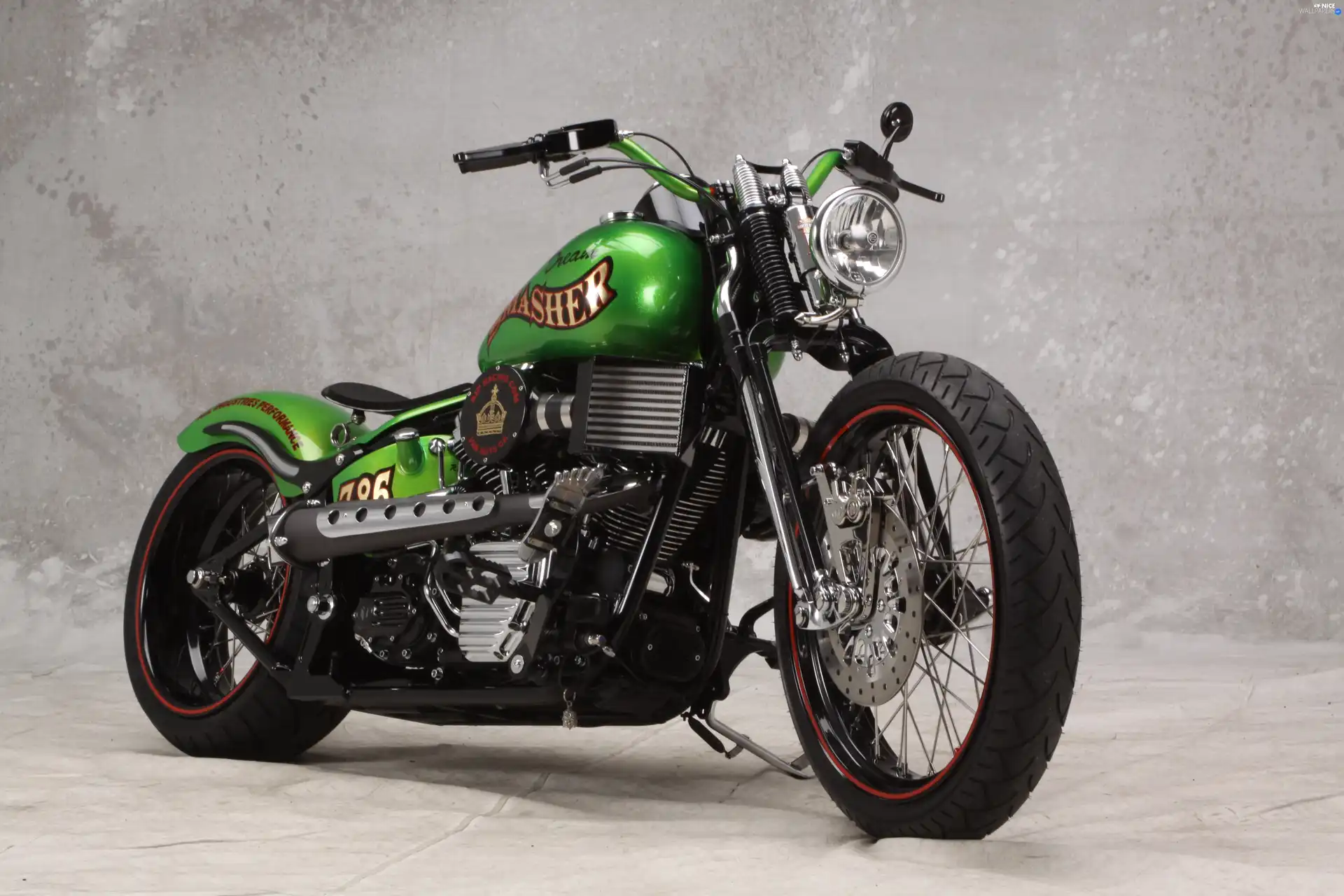 Harley-Davidson, antique, Green