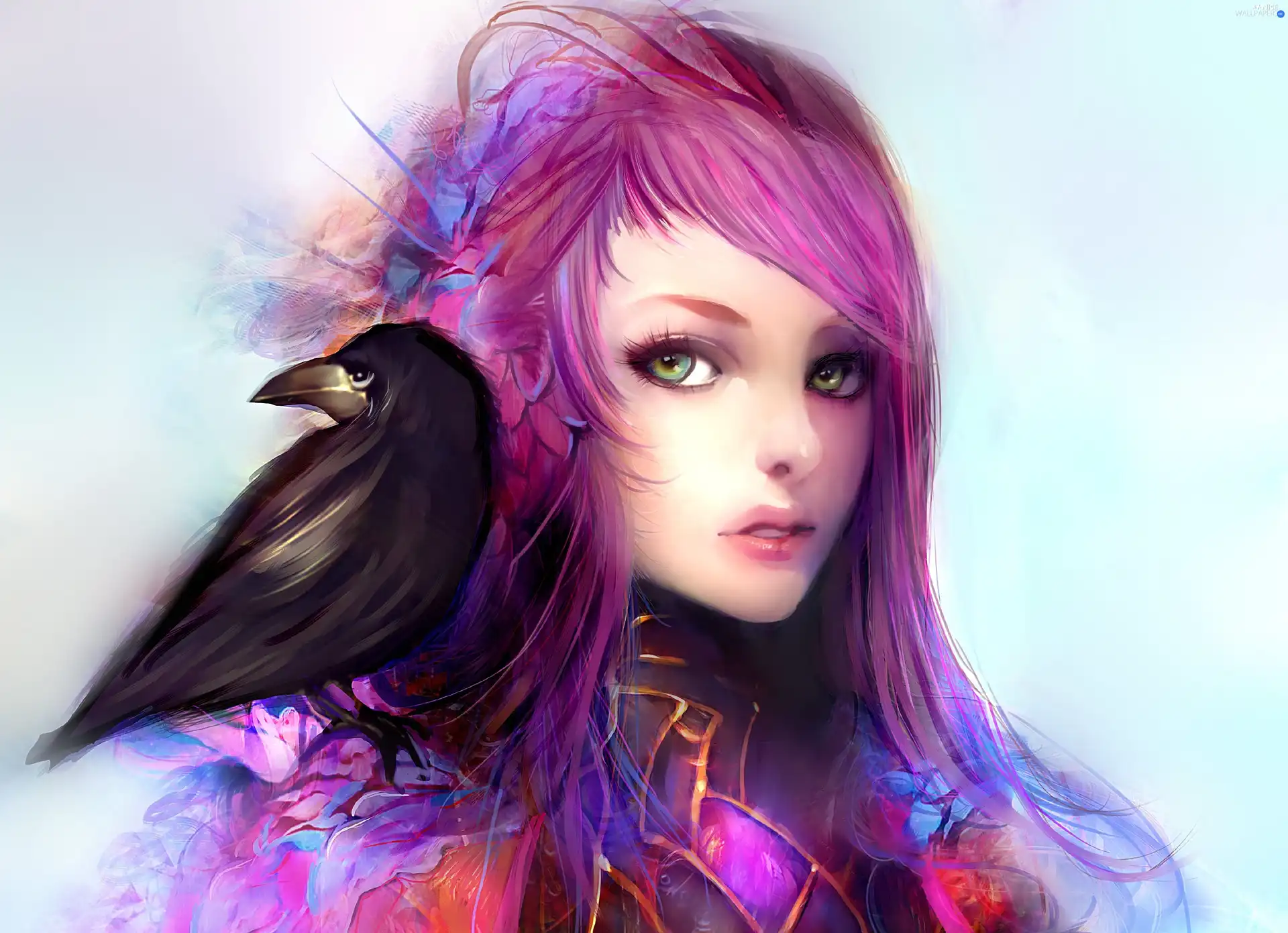 Hair, color, Women, Crow, fantasy