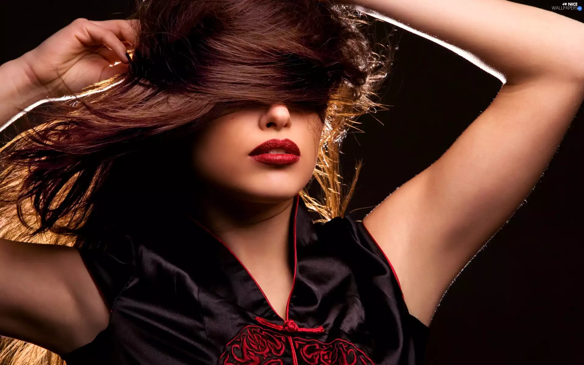 Women, Hair, hands, make-up