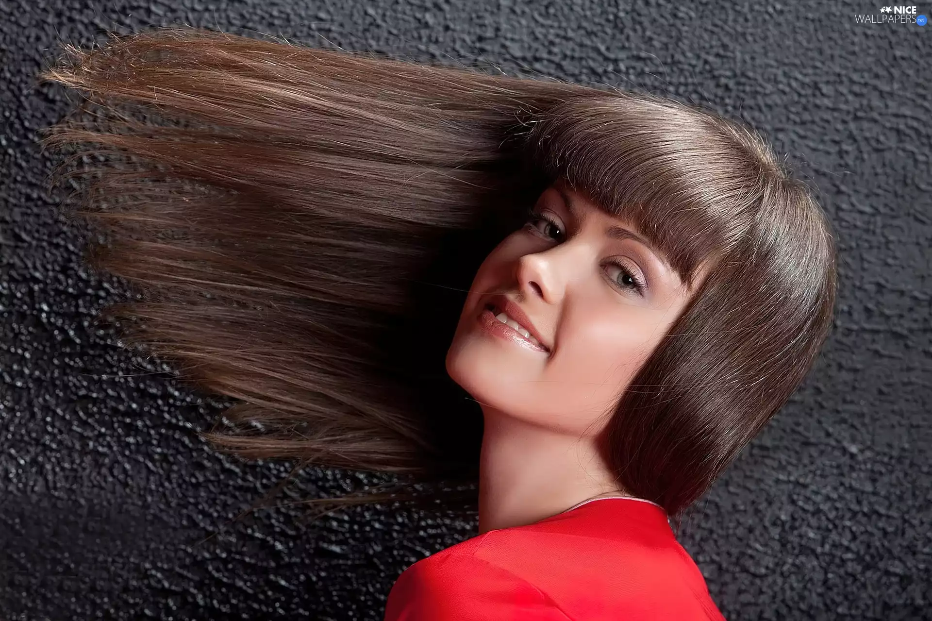 Hair, light brown, Blouse, make-up, red hot, dispelled