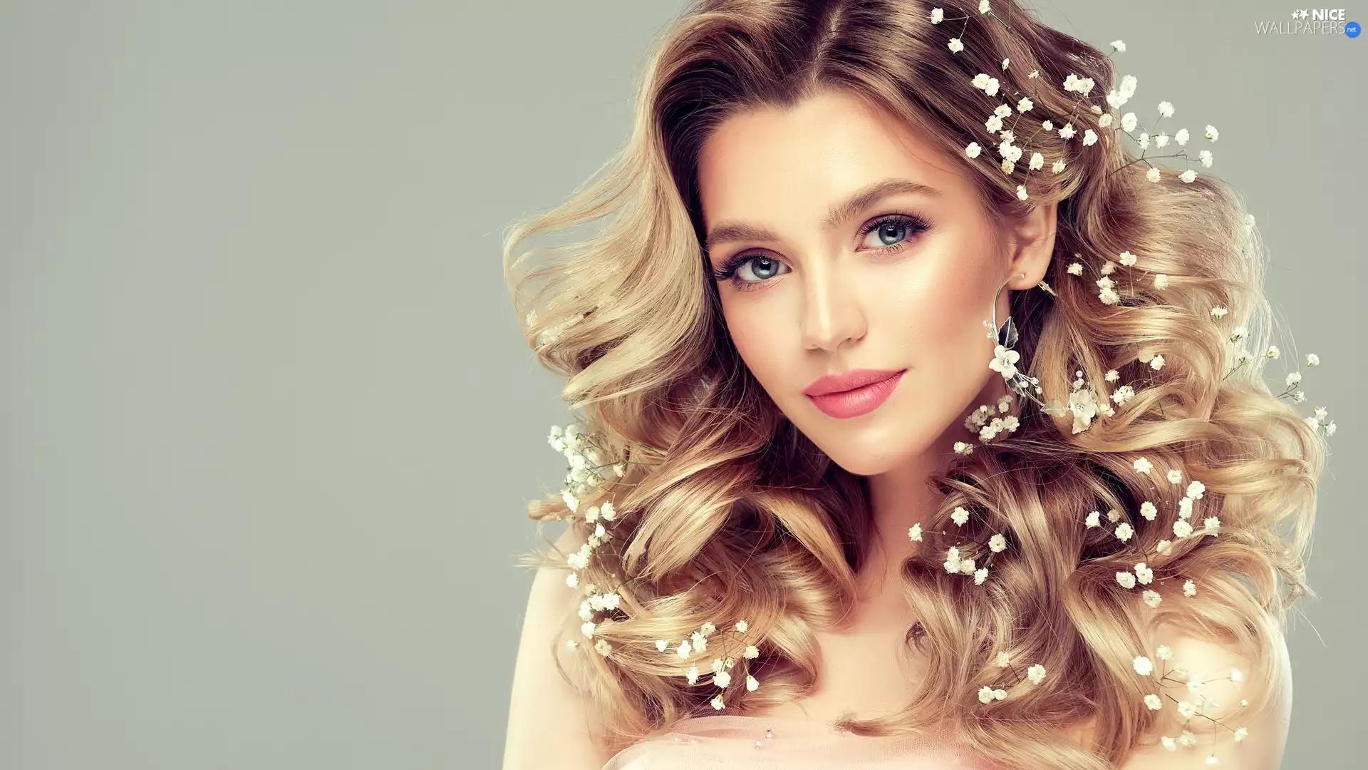 Longs, Hair, White, Flowers, girl