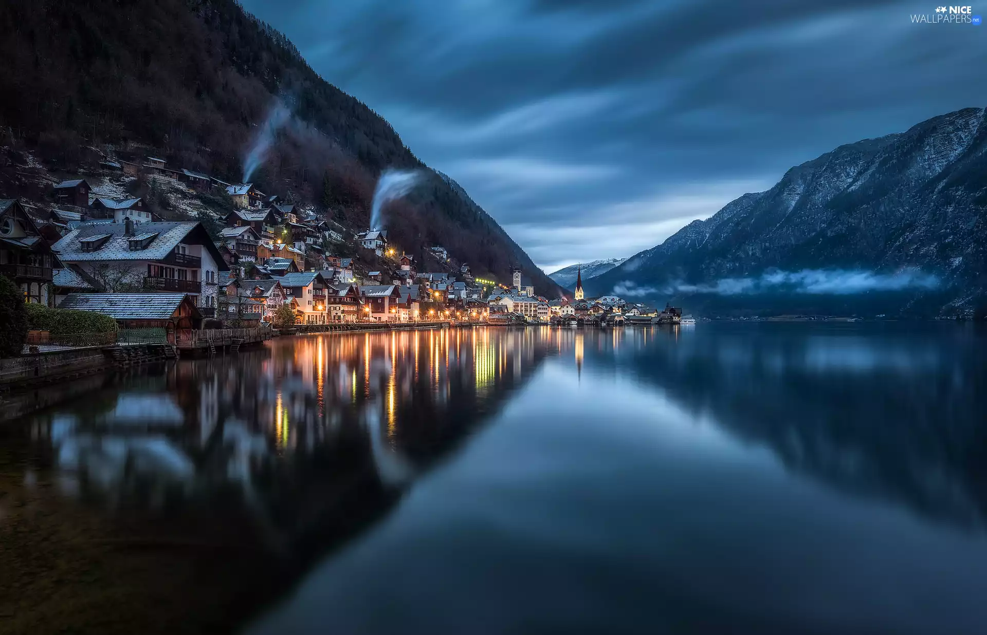 Hallstattersee Lake, Houses, Town Hallstatt, Salzburg Slate Alps, Austria