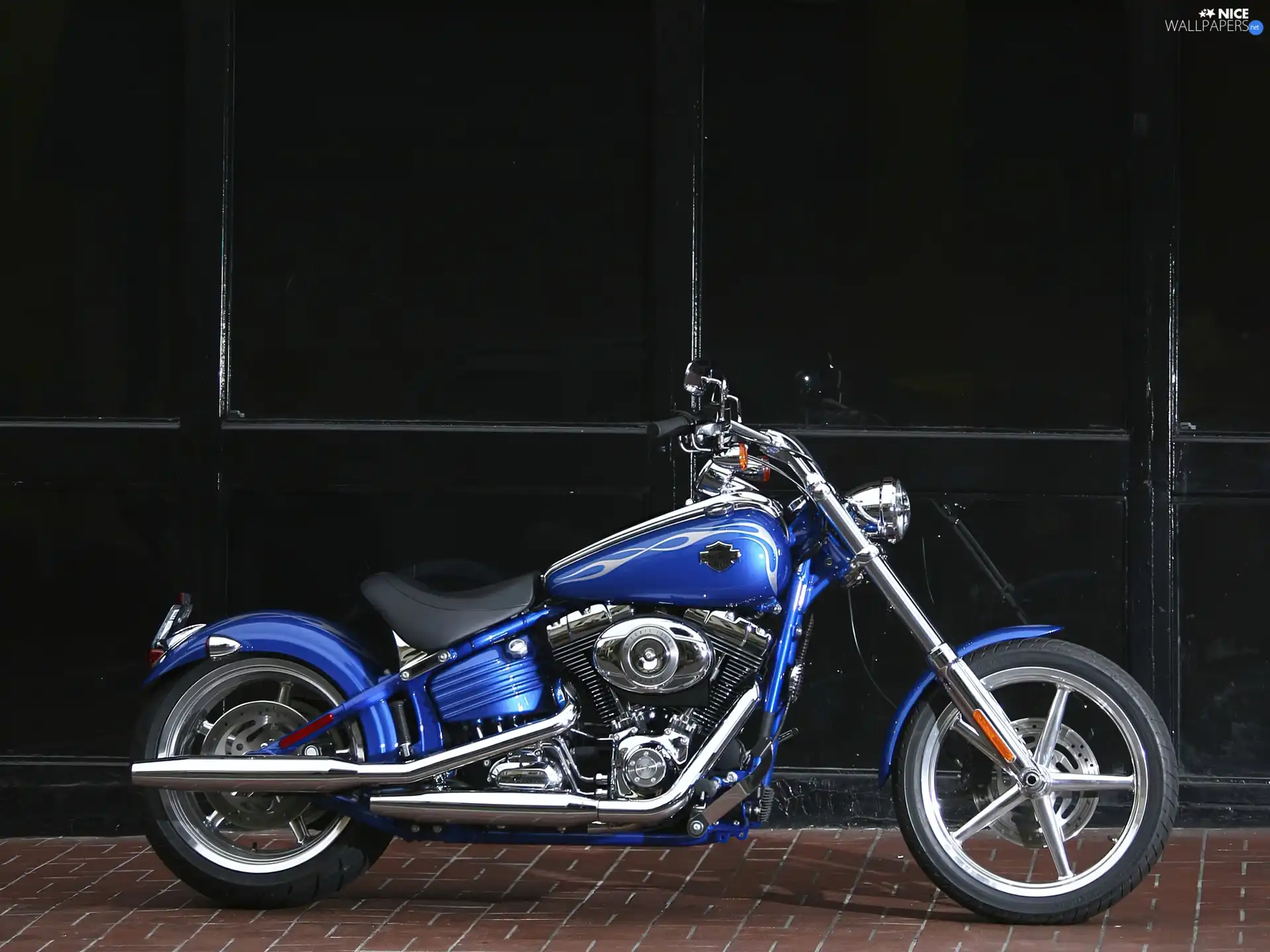 blue, Harley Davidson Softail Rocker C