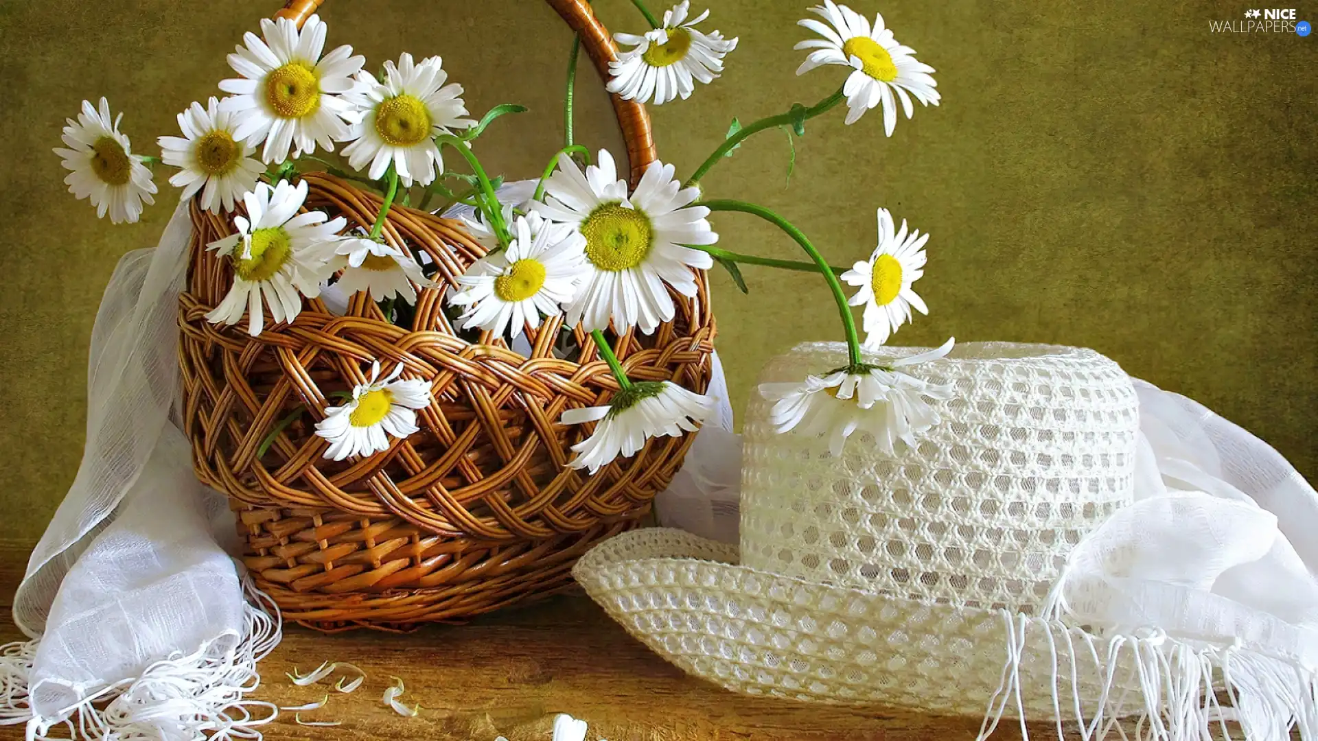 White, wicker, Hat, shawl, Margaret, basket