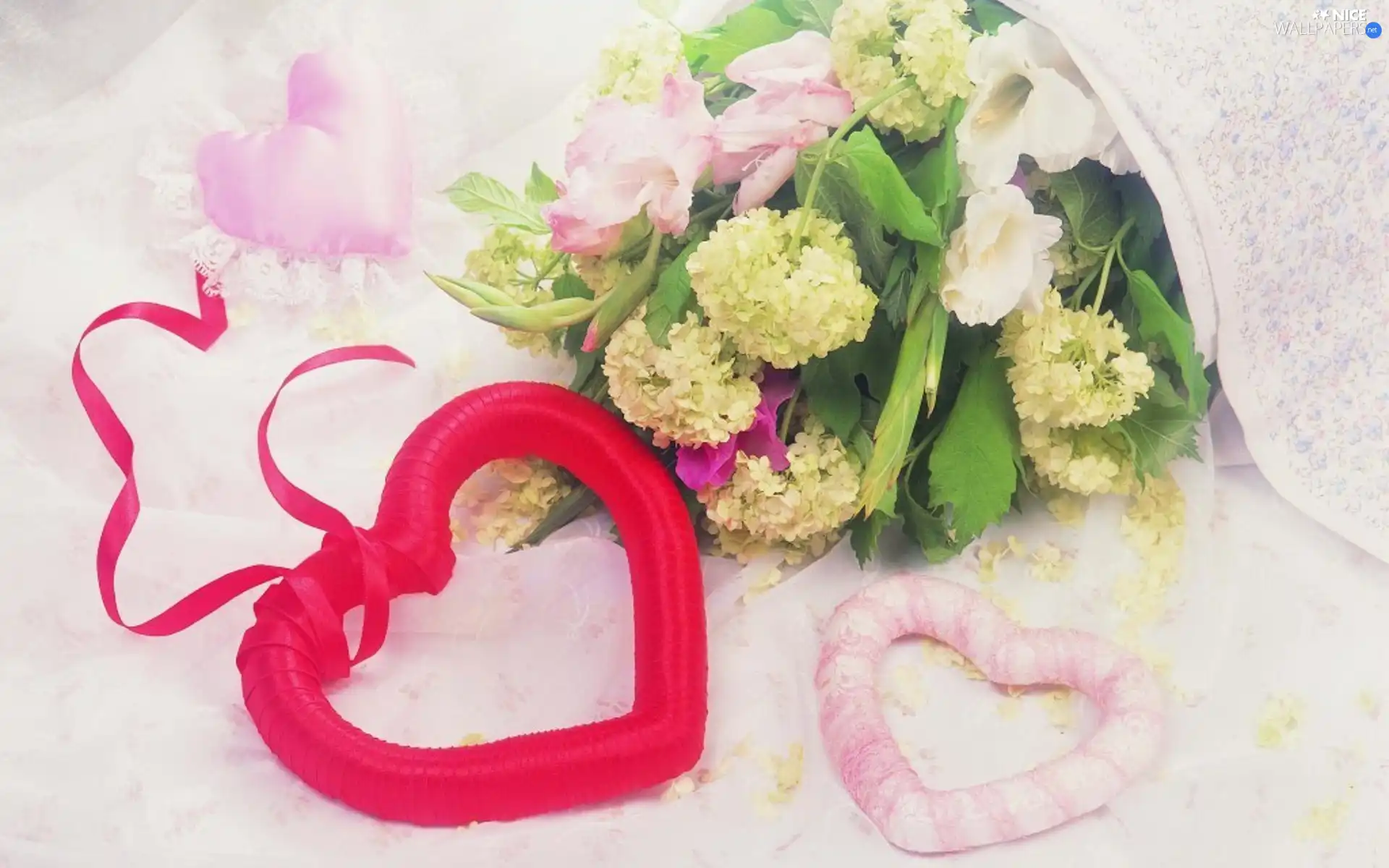heart, bouquet, flowers