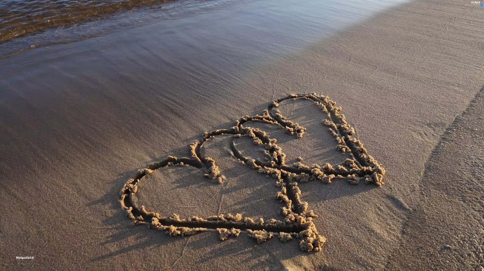 Beaches, heart, Love things, Sand