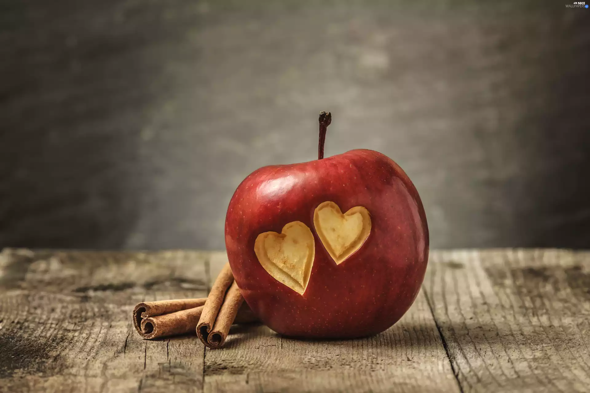 hearts, Apple, cinnamon