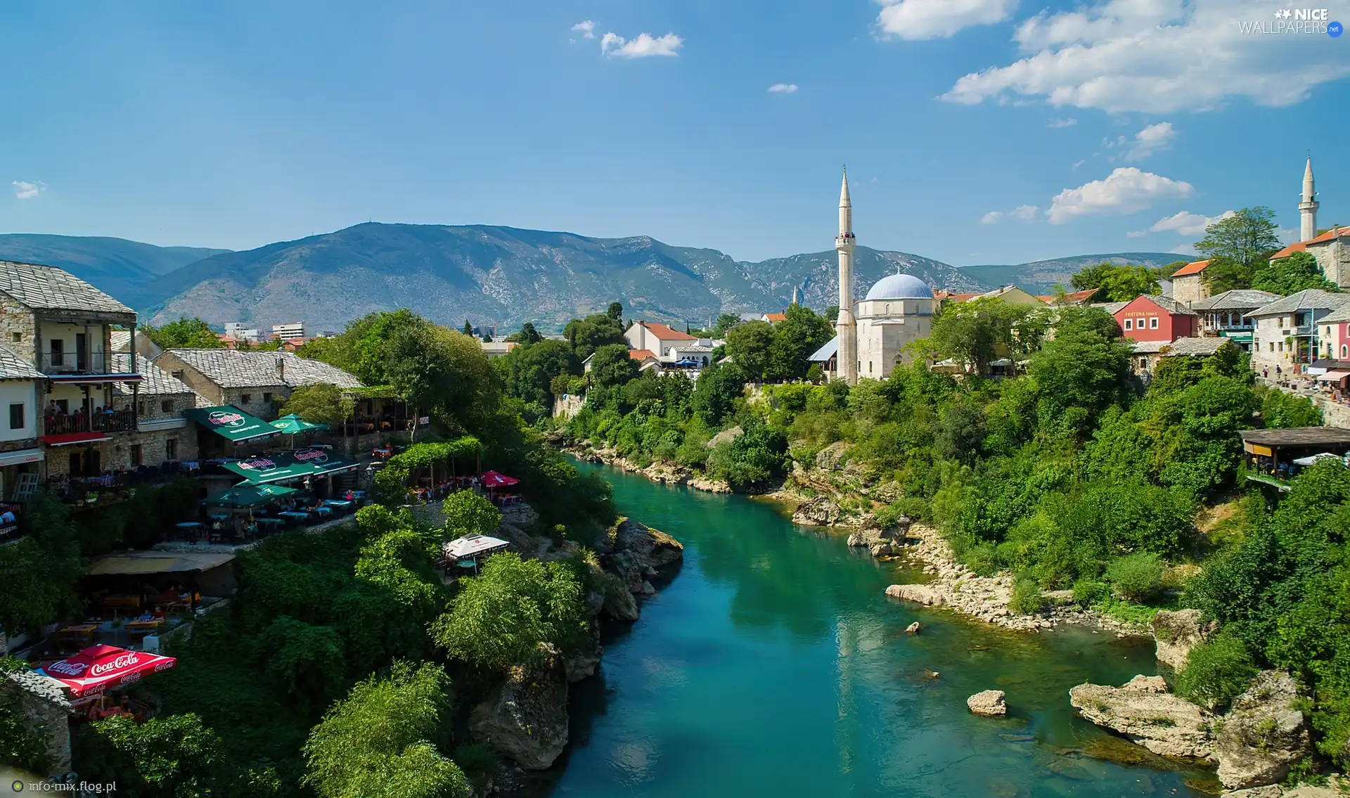 River, Mostar, Herzegovina, buildings