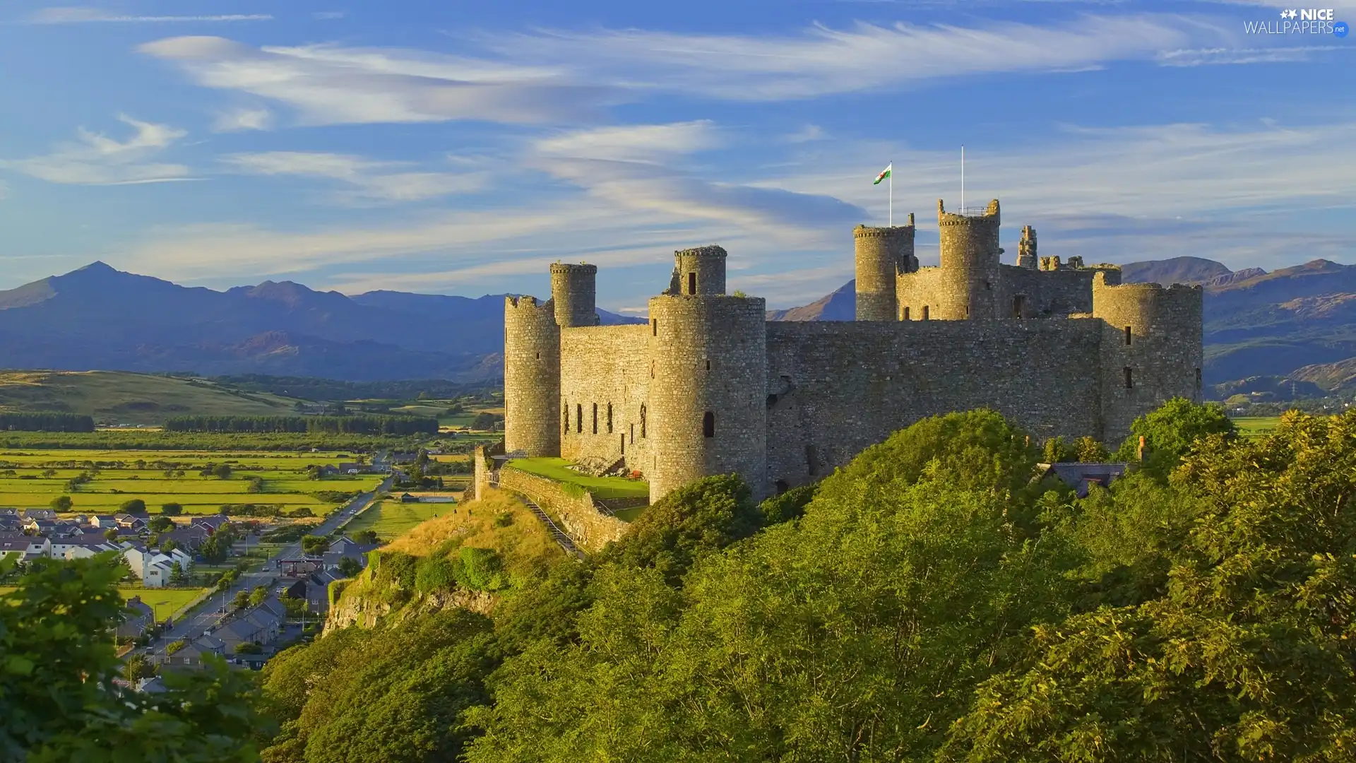 Hill, cliff, Harlech, wales, Castle