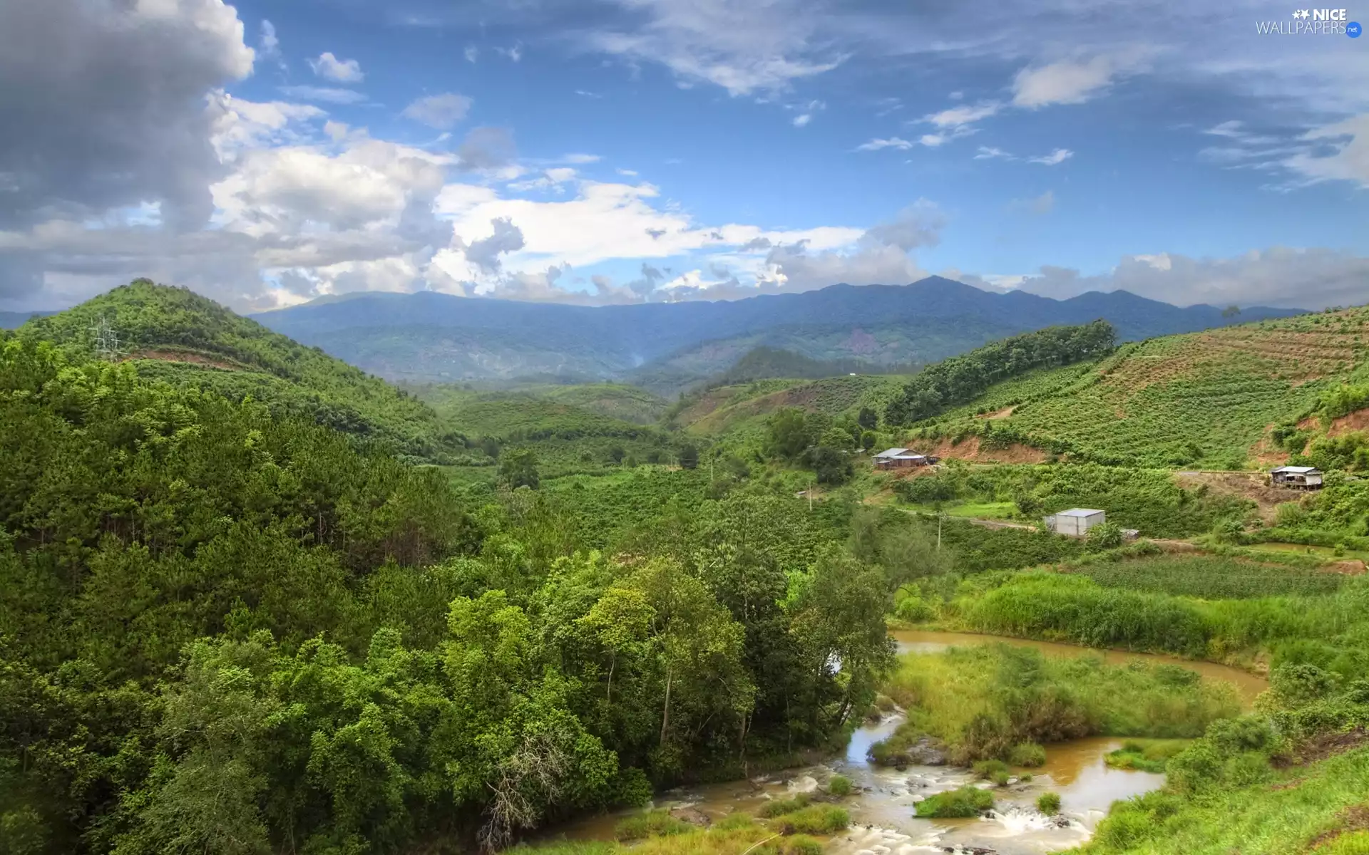 The Hills, River, clouds, VEGETATION