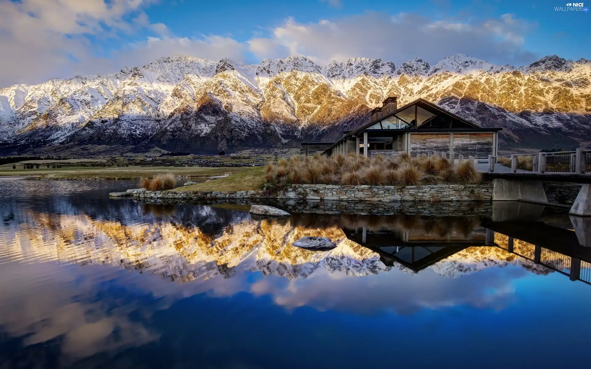 Home, rocks, lake