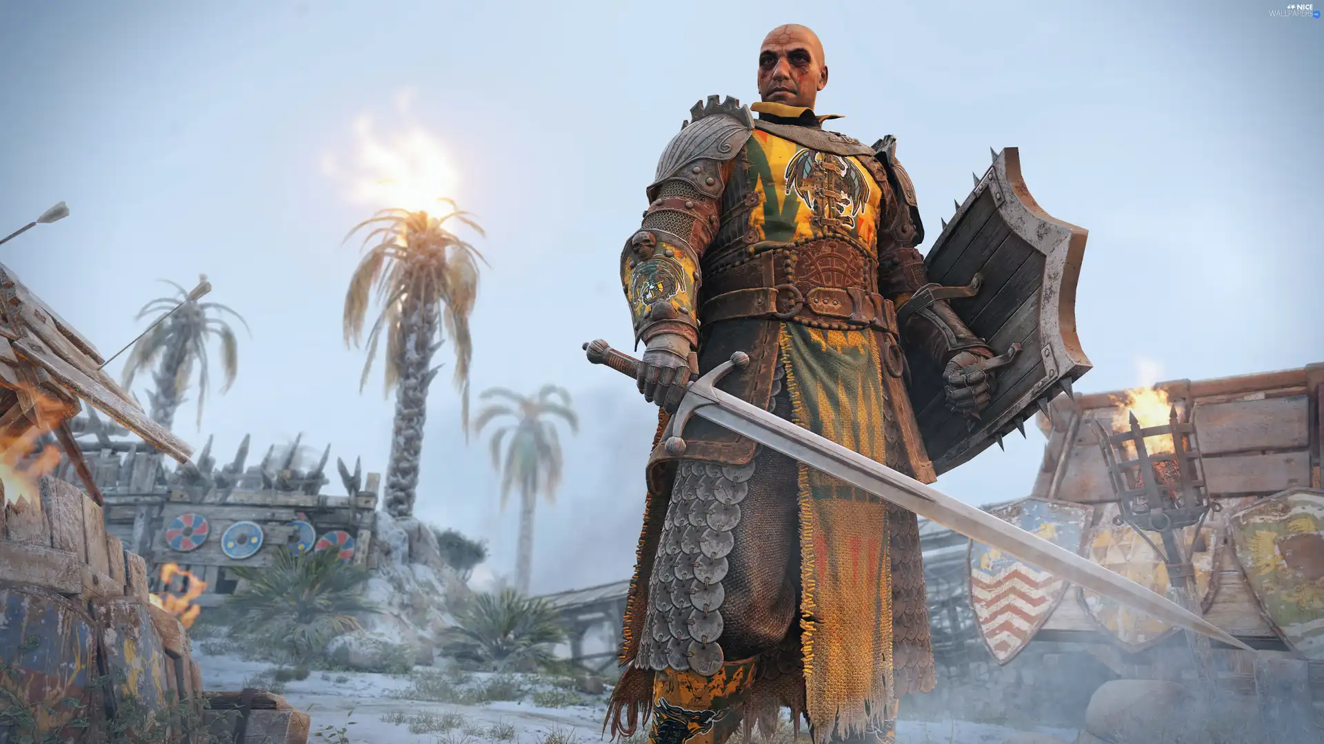 sword, Shield, For Honor, Knight, game