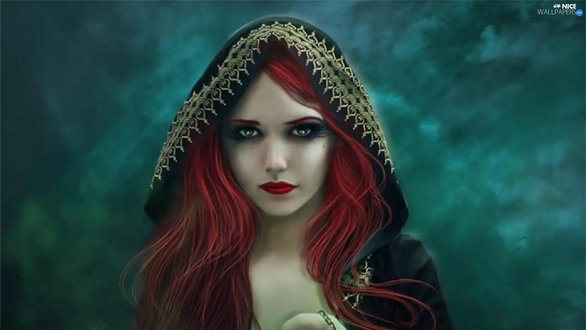 girl, Hair, hood, Red