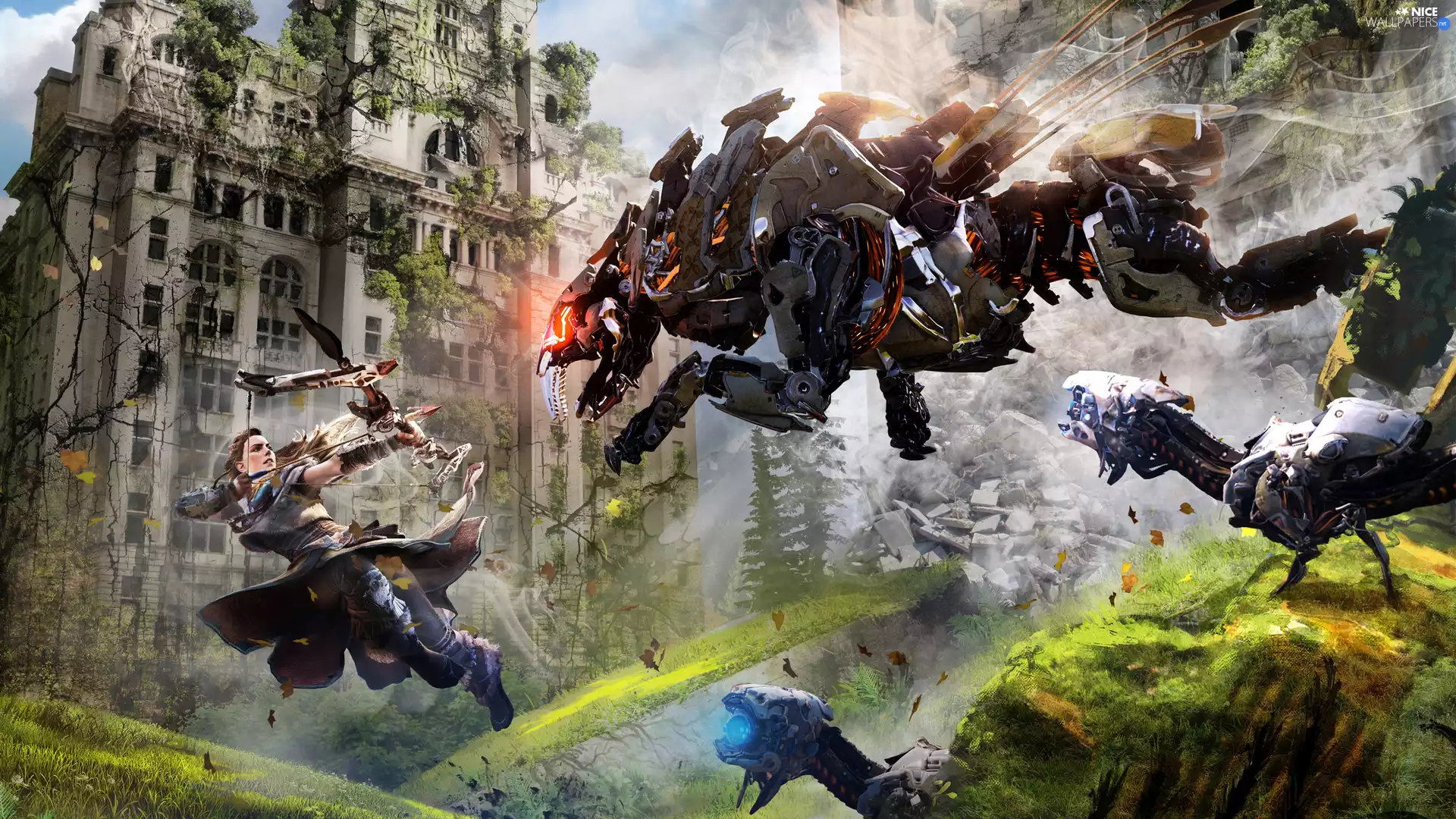game, Aloy, machines, Horizon Zero Dawn