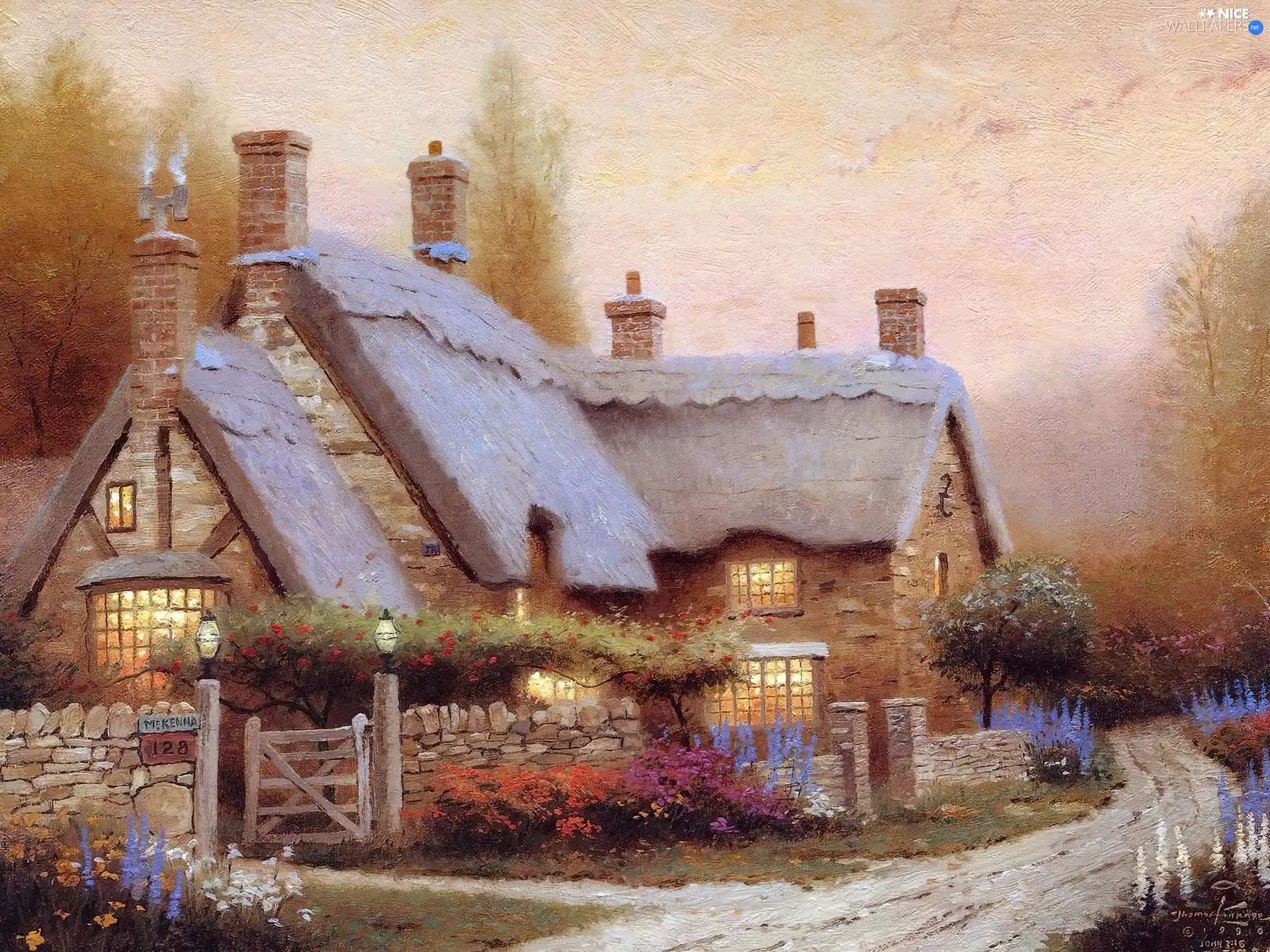 Thomas Kinkade, picture, manor-house