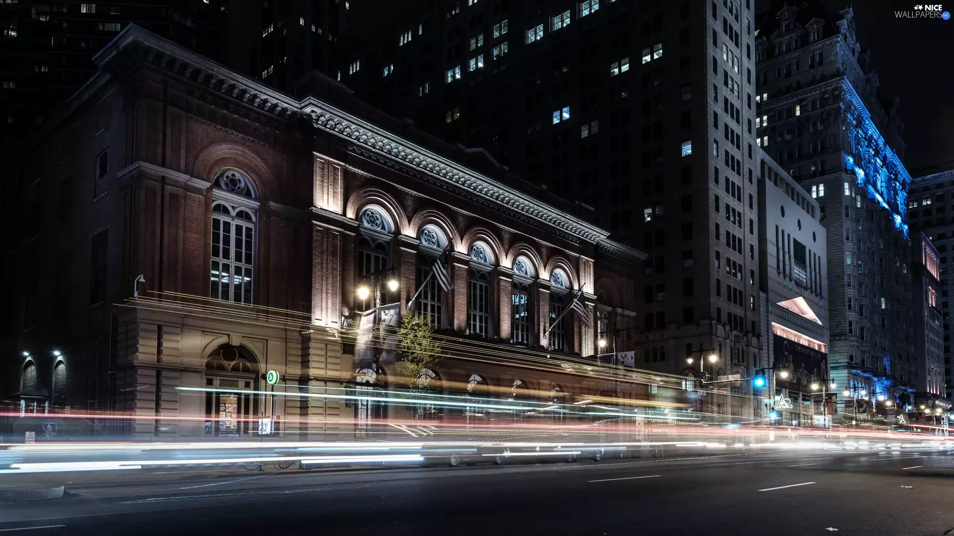 House, Night, Pennsylvania, house, Street, Philadelphia, The United States
