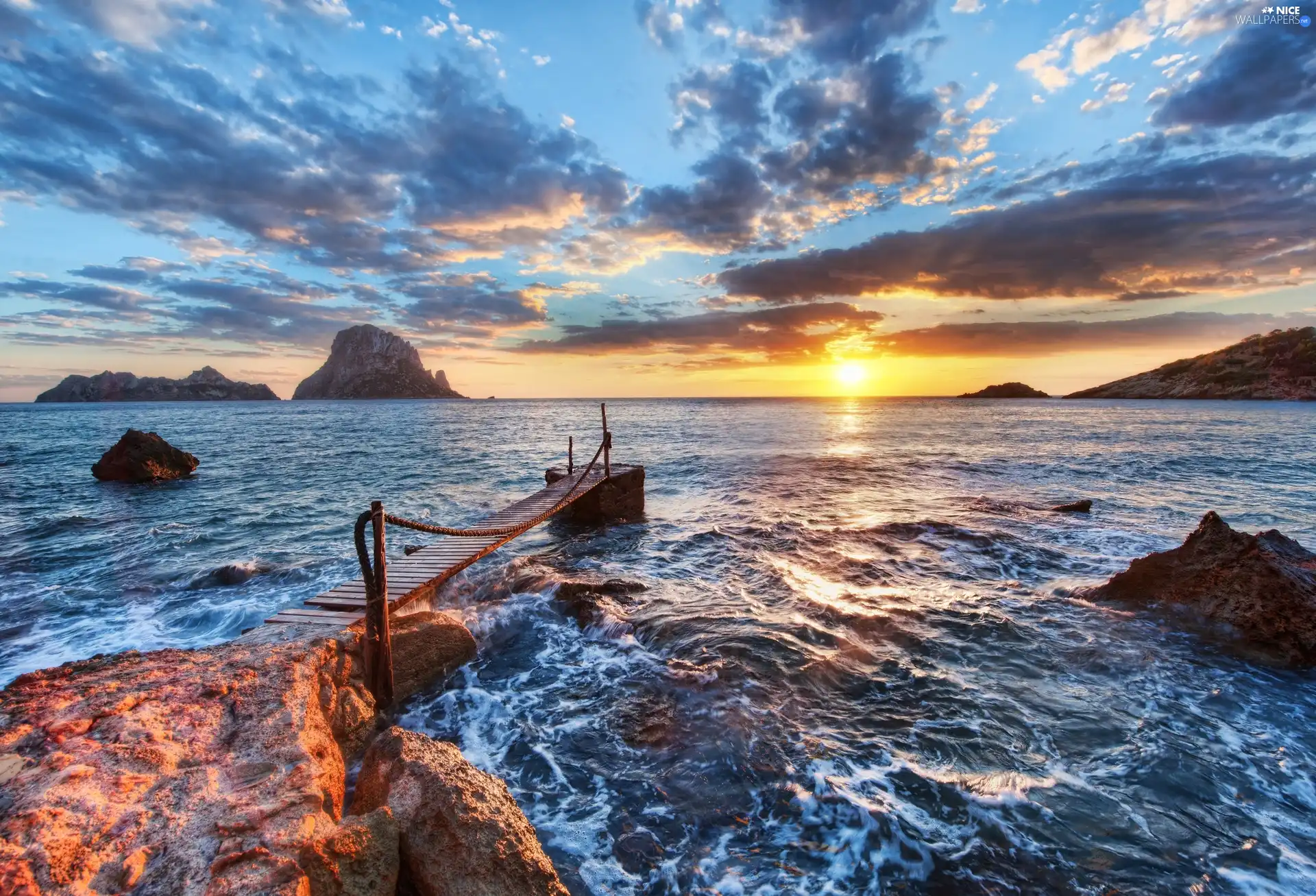 Ibiza, Spain, footbridge, sea, Coast