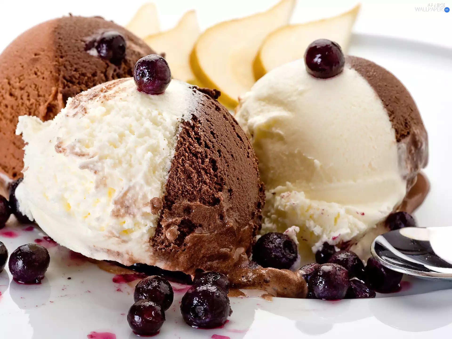 ice cream, cherries