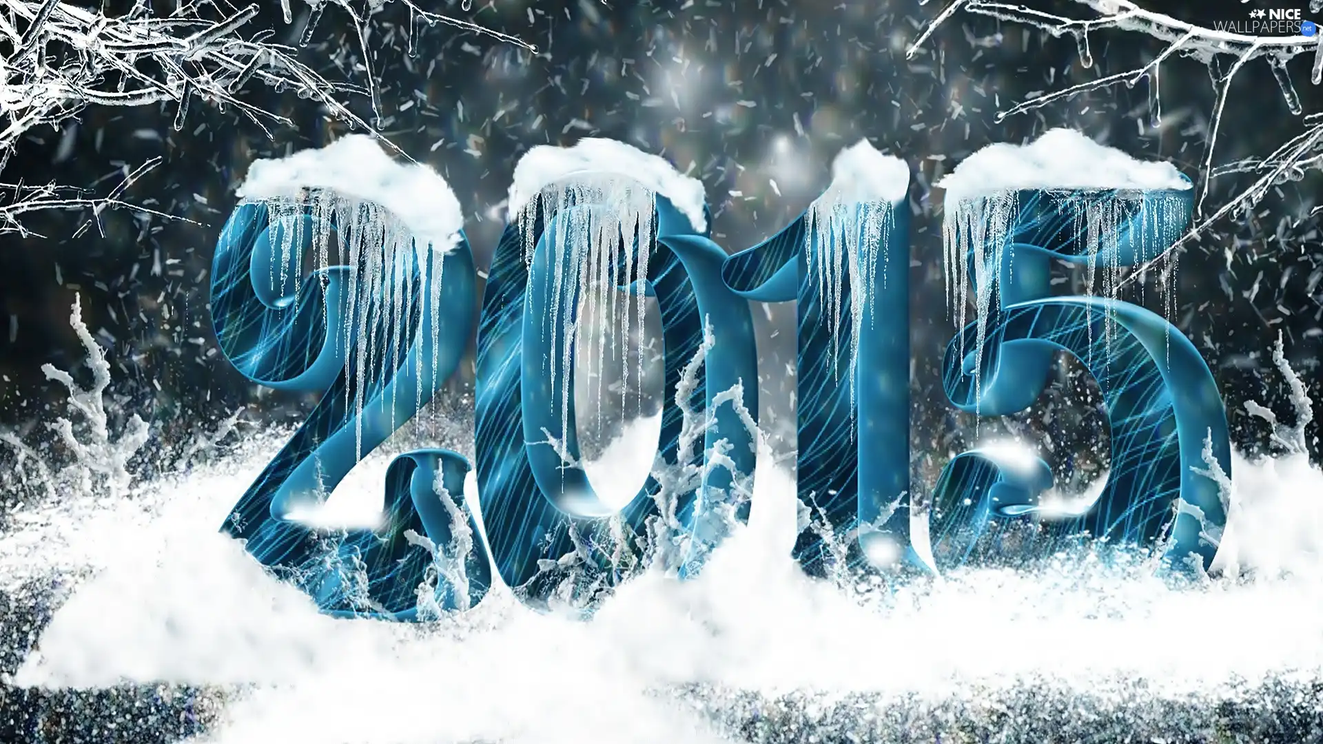 New Year, snow, icicle, 2015