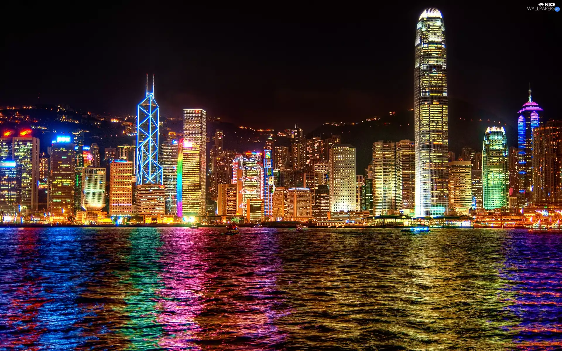 Town, Hong Kong, illuminated