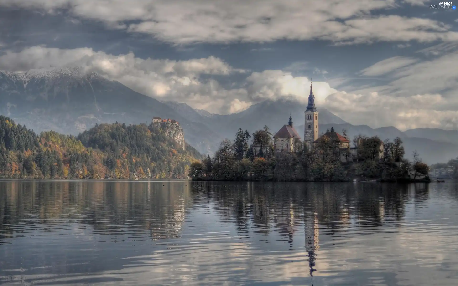 Island, Church, Bled, lake, Slovenia