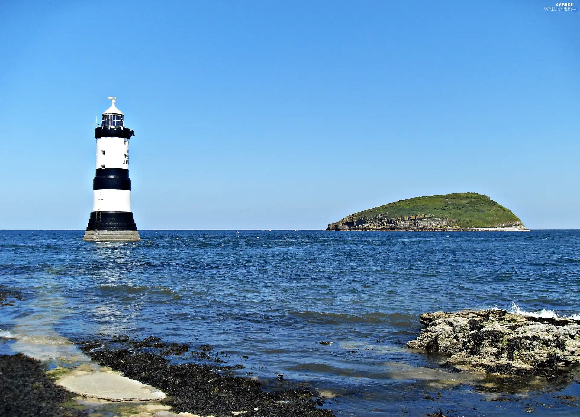 Lighthouse, sea, Island, maritime