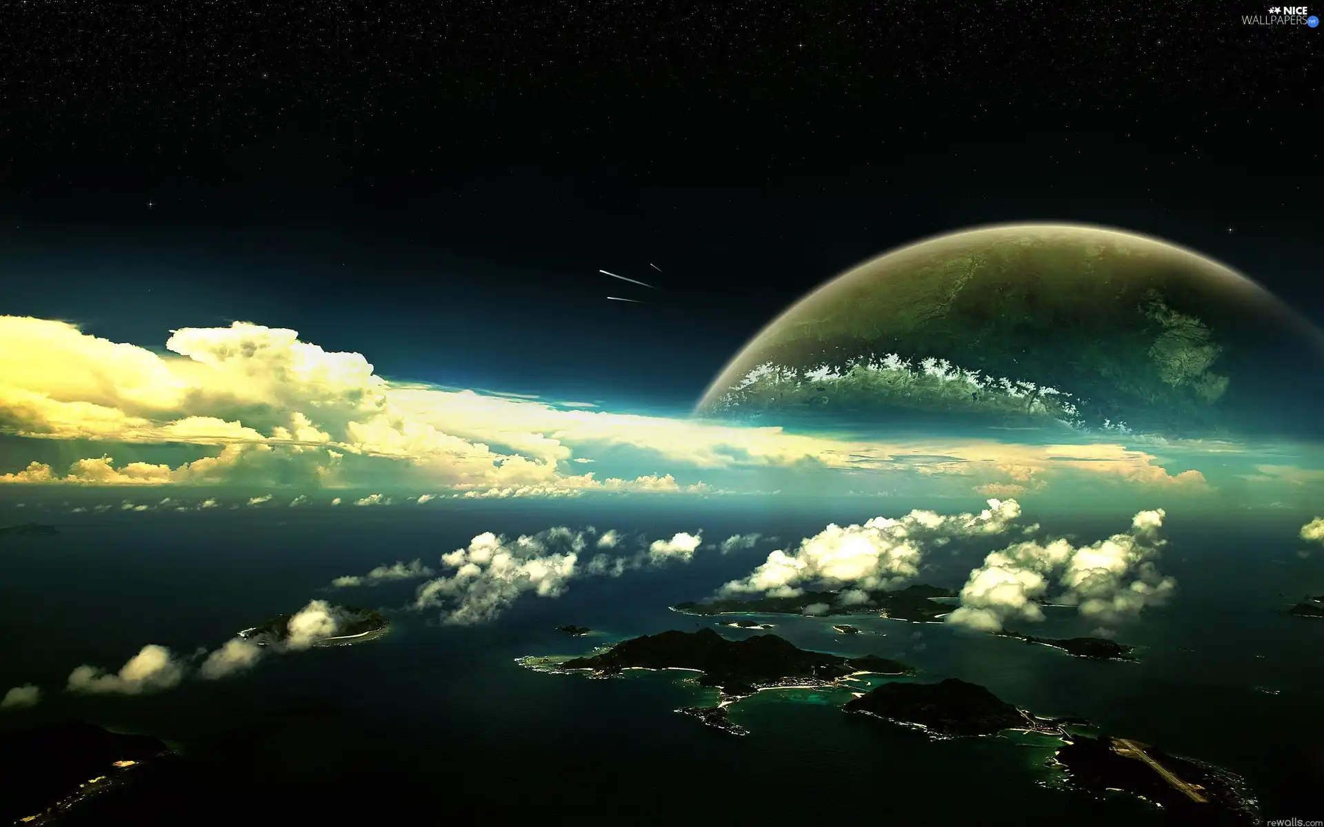 Islands, Planet, clouds