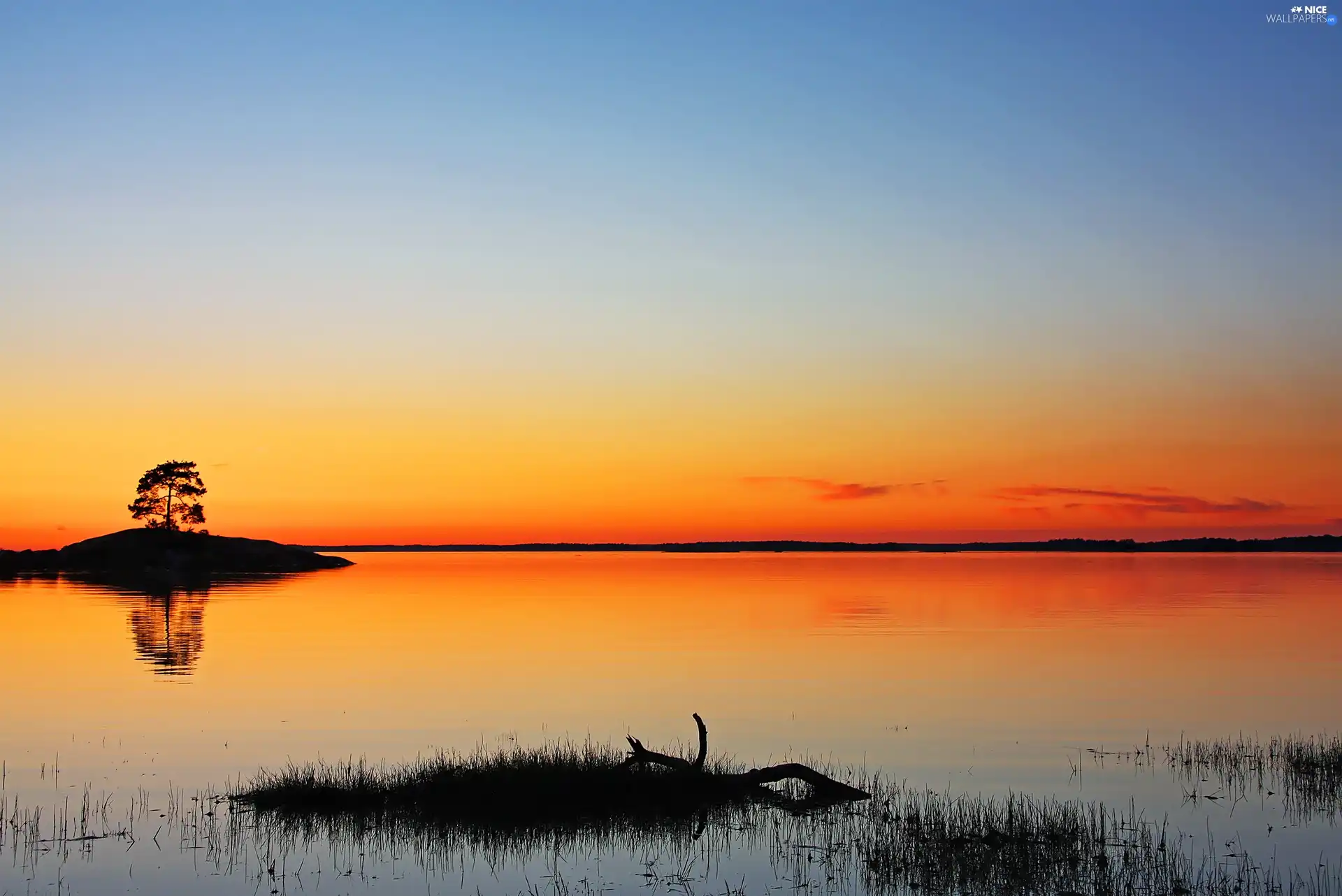 Great Sunsets, lake, Islet