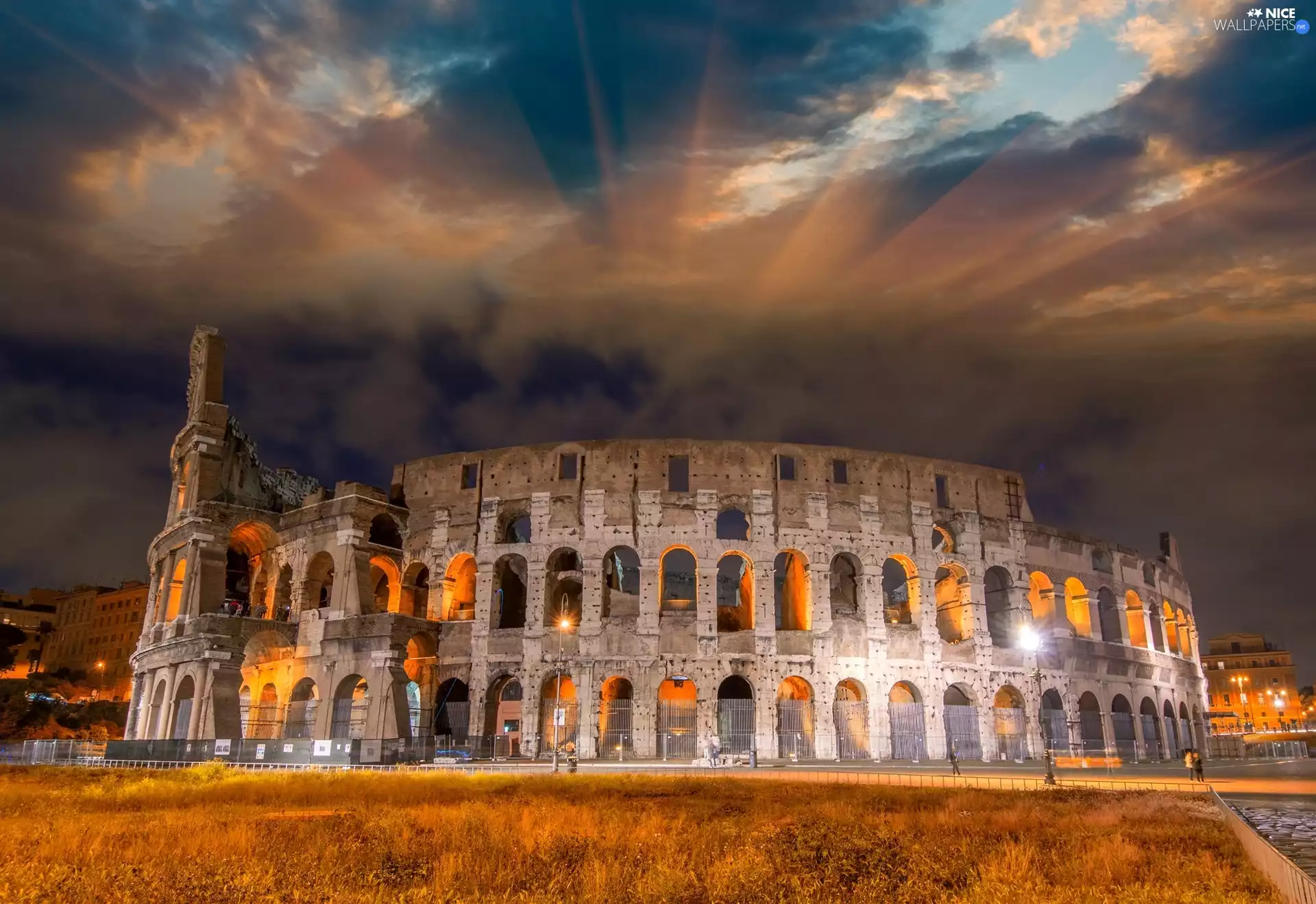 Rome, illuminated, Coloseum, Italy