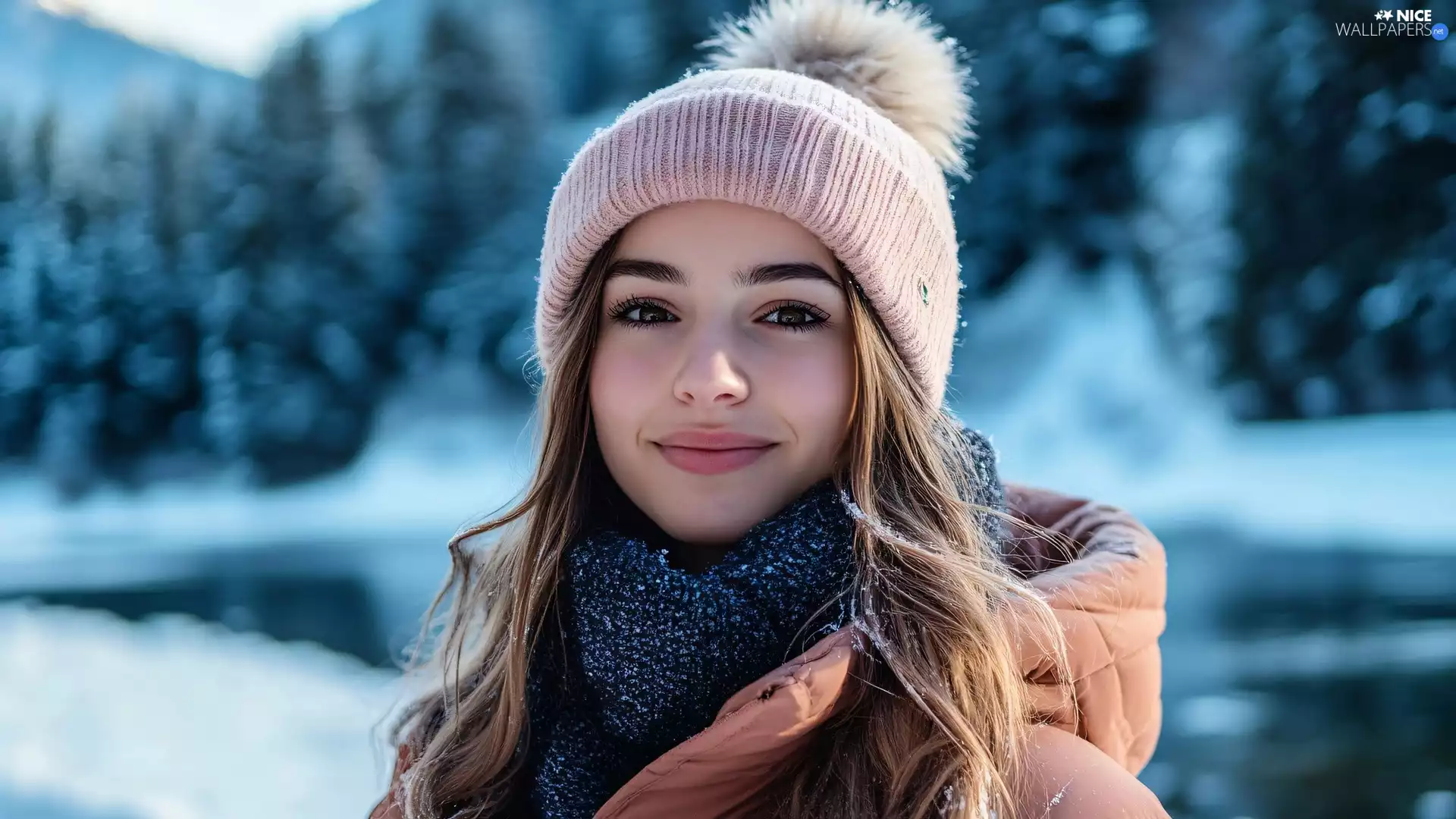 make-up, longhaired, Jacked, shawl, Hat, Women