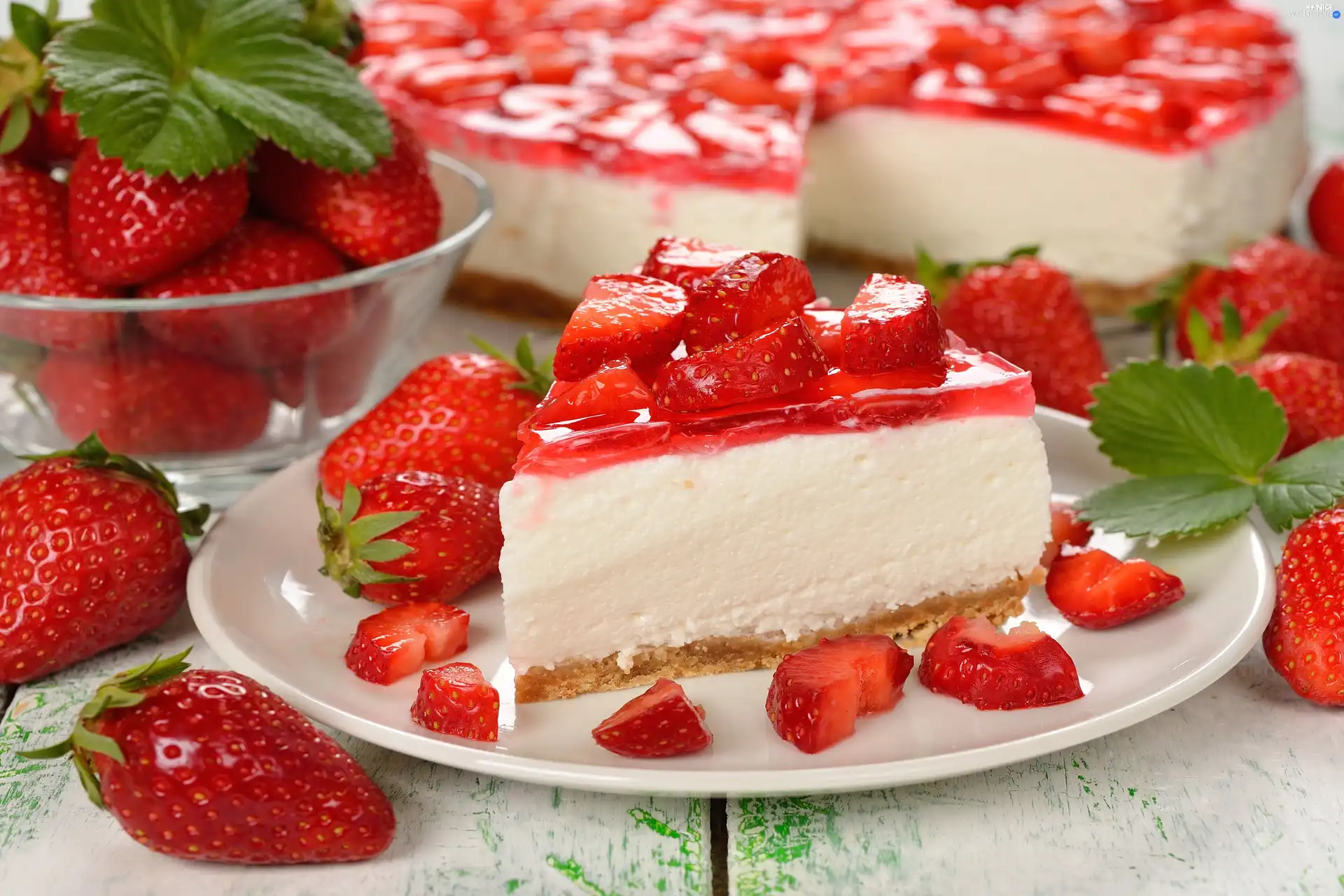 jelly, cheesecake, strawberries