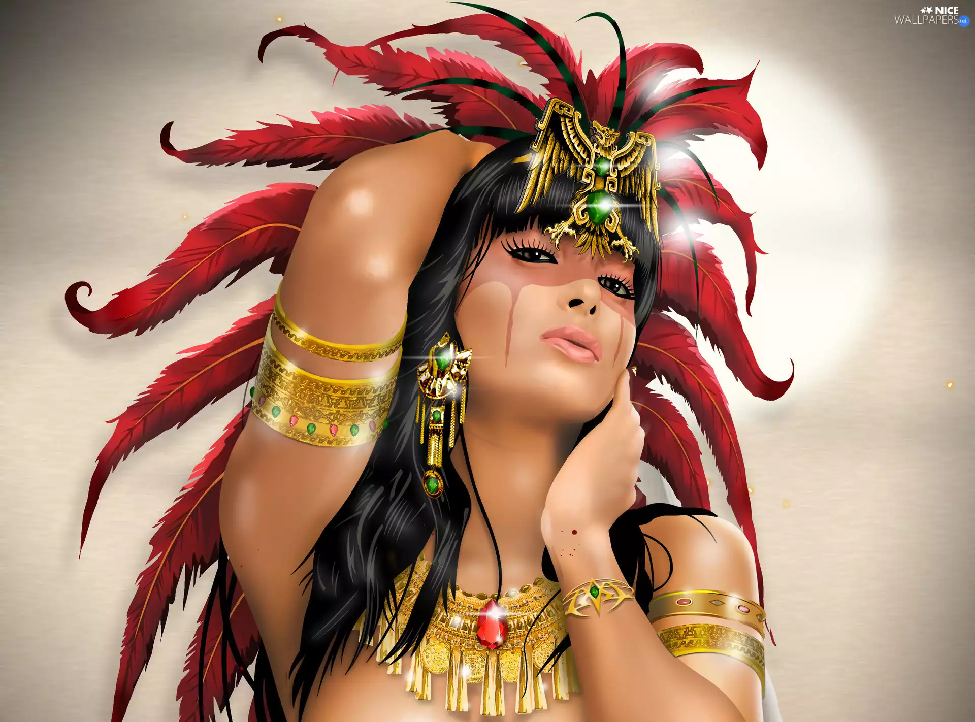 Women, jewellery, 3D Graphics, plume