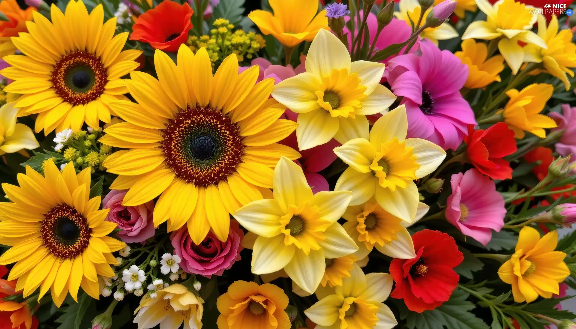 Flowers, decorative Sunflowers, Jonquil
