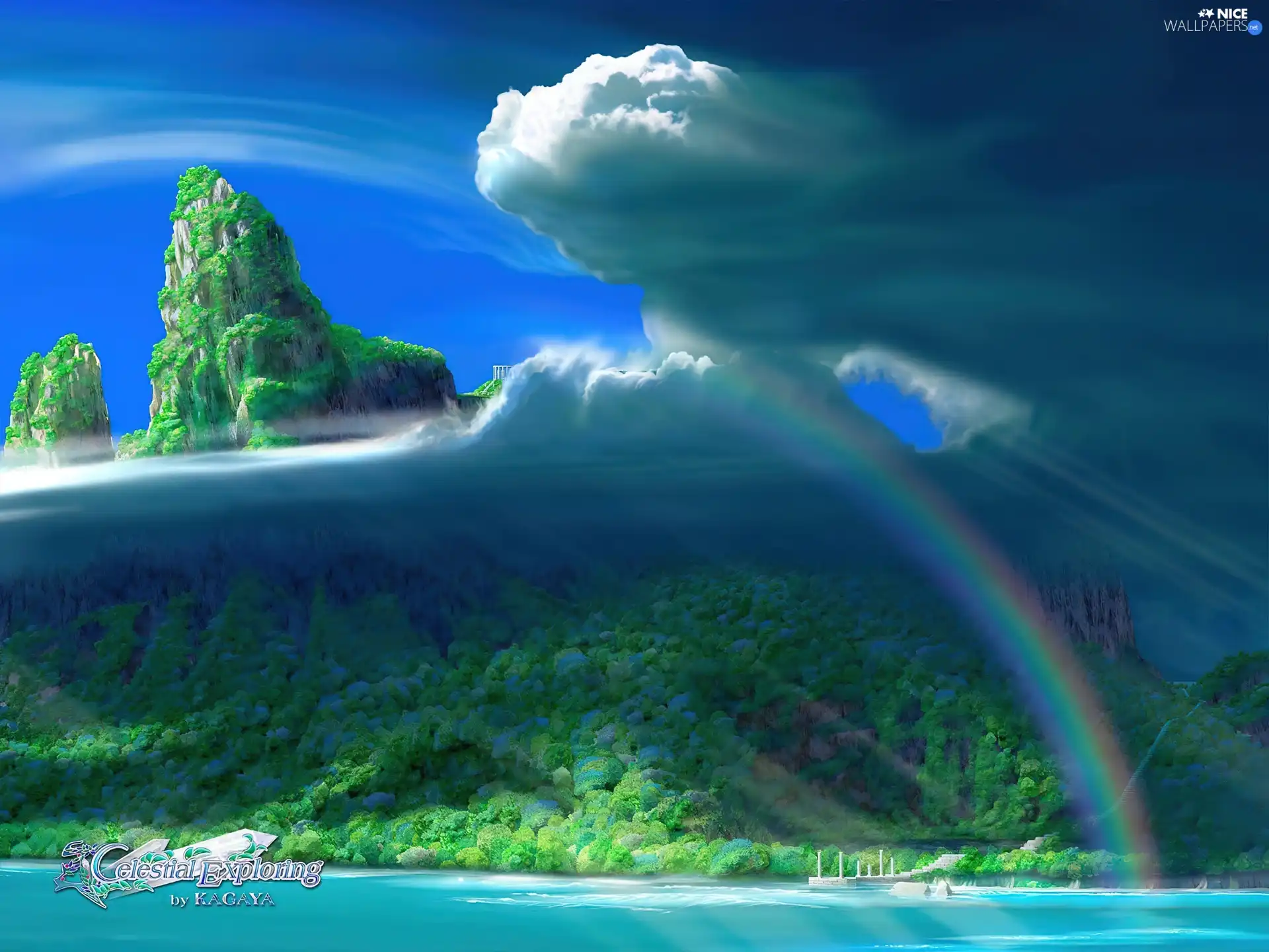 Great Rainbows, Mountains, Kagaya, clouds