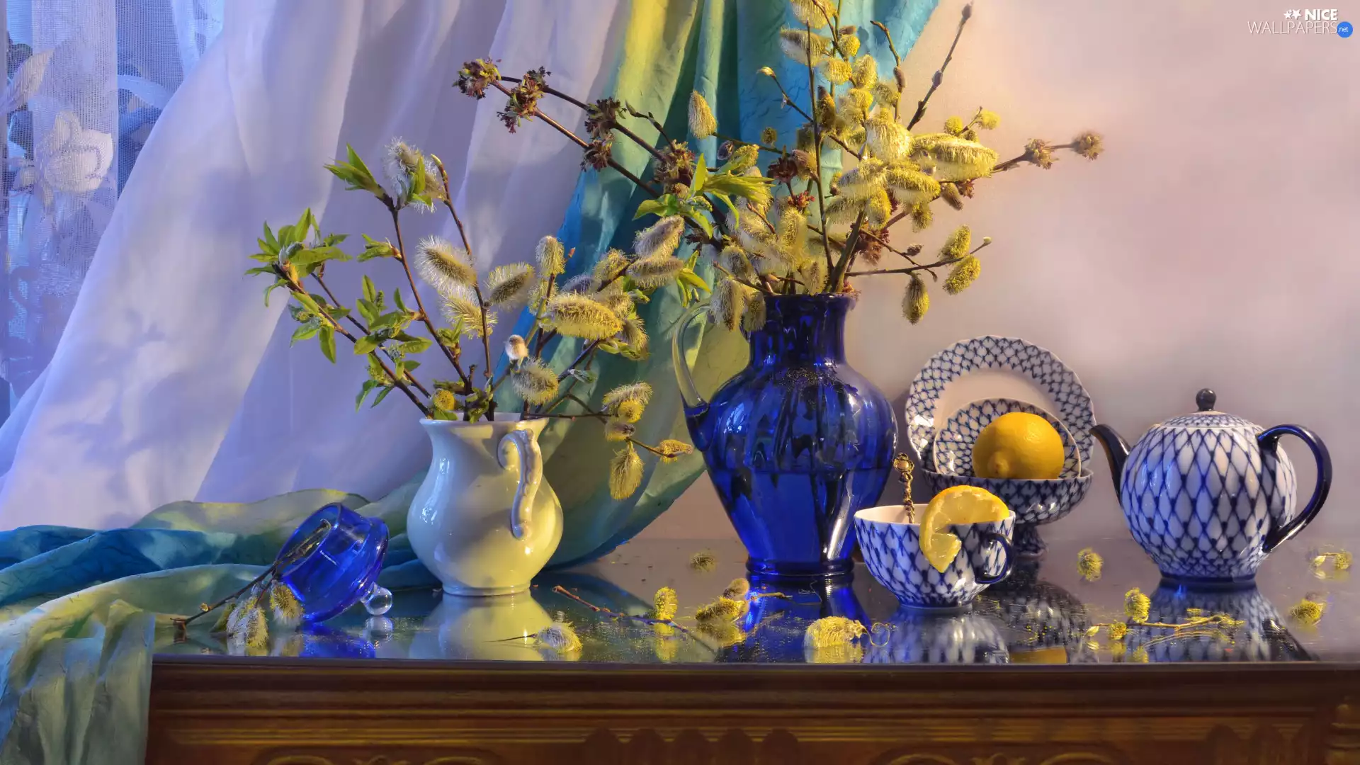 willow, database, Lemon, Jugs, bowl, Twigs, composition, kettle