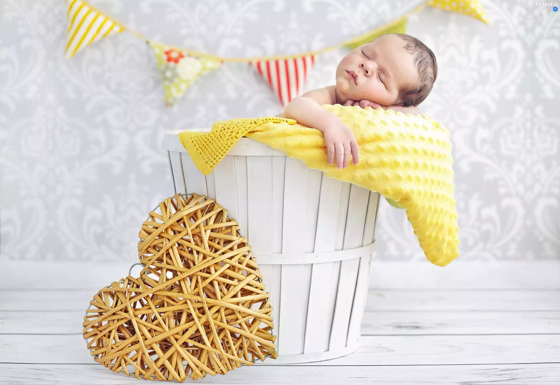 Heart, basket, Pillow, Kid