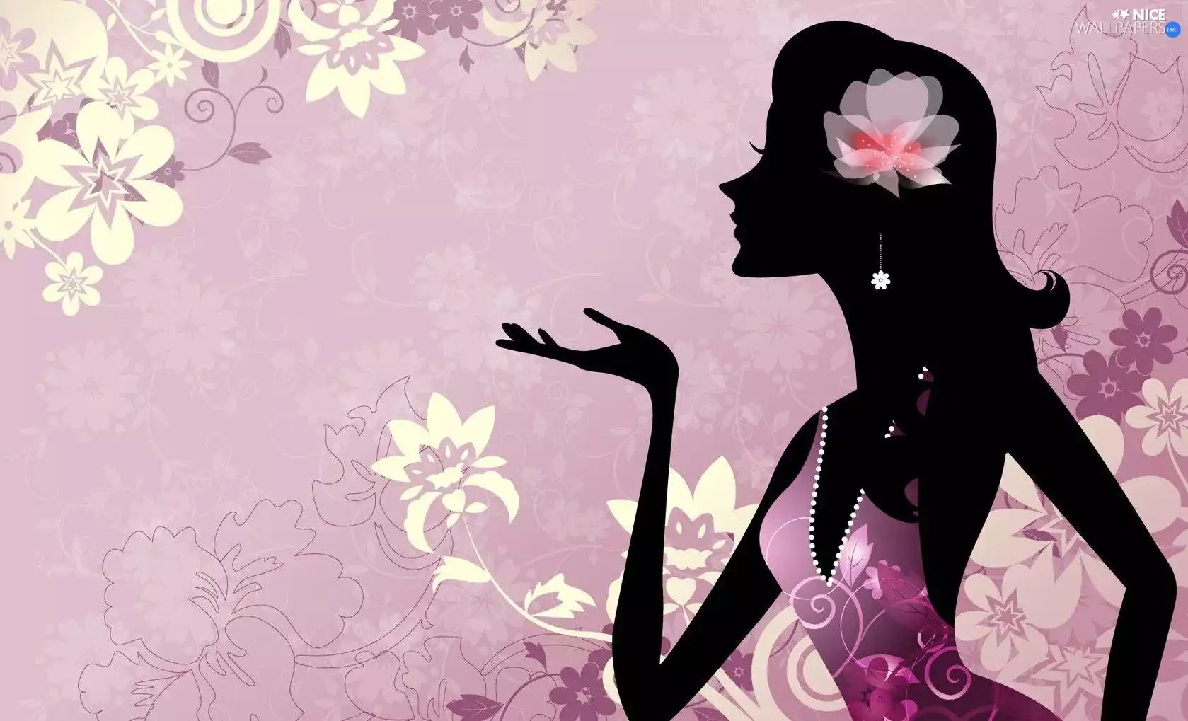 Women, hand, Flowers, kiss