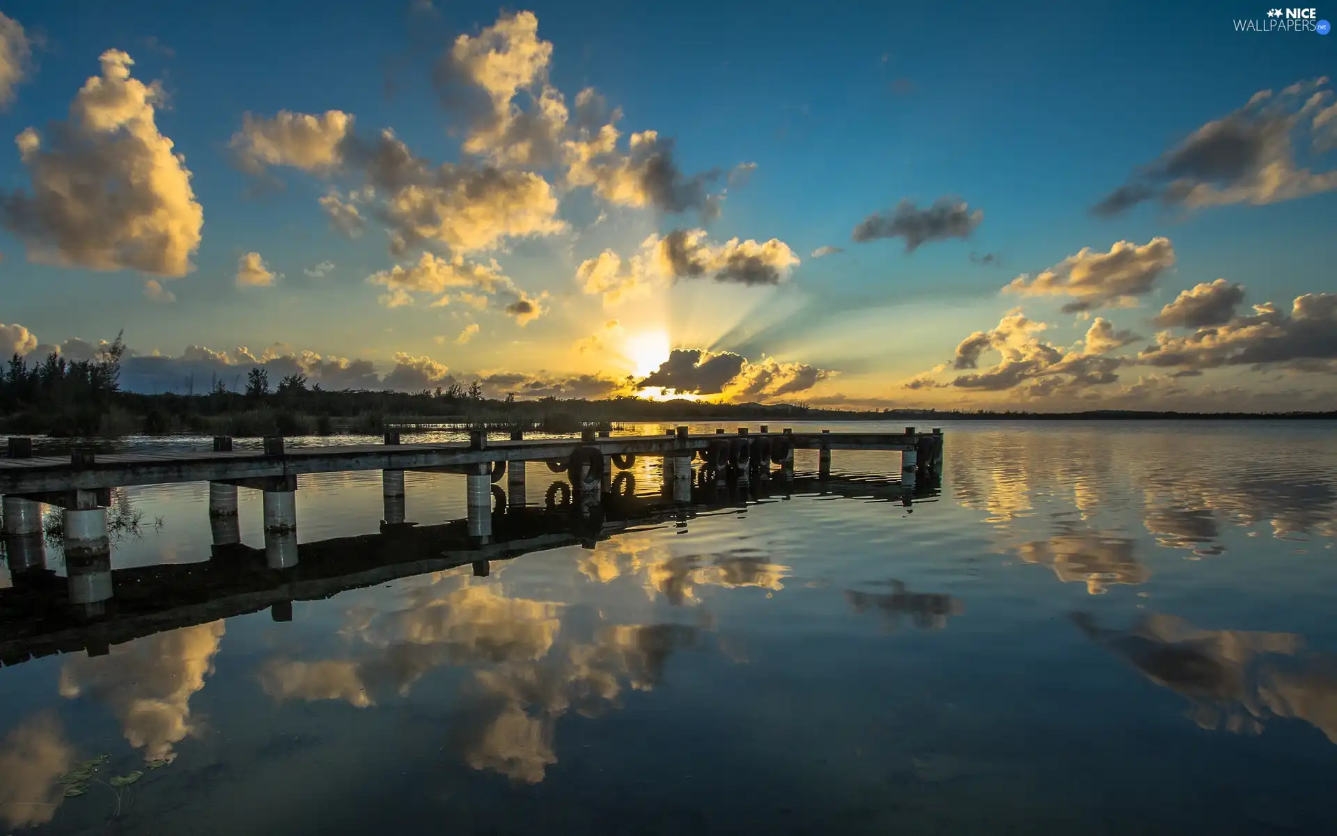 clouds, Laguna, pier, Tortuguerro, Rico, Sky, sea, Puerto