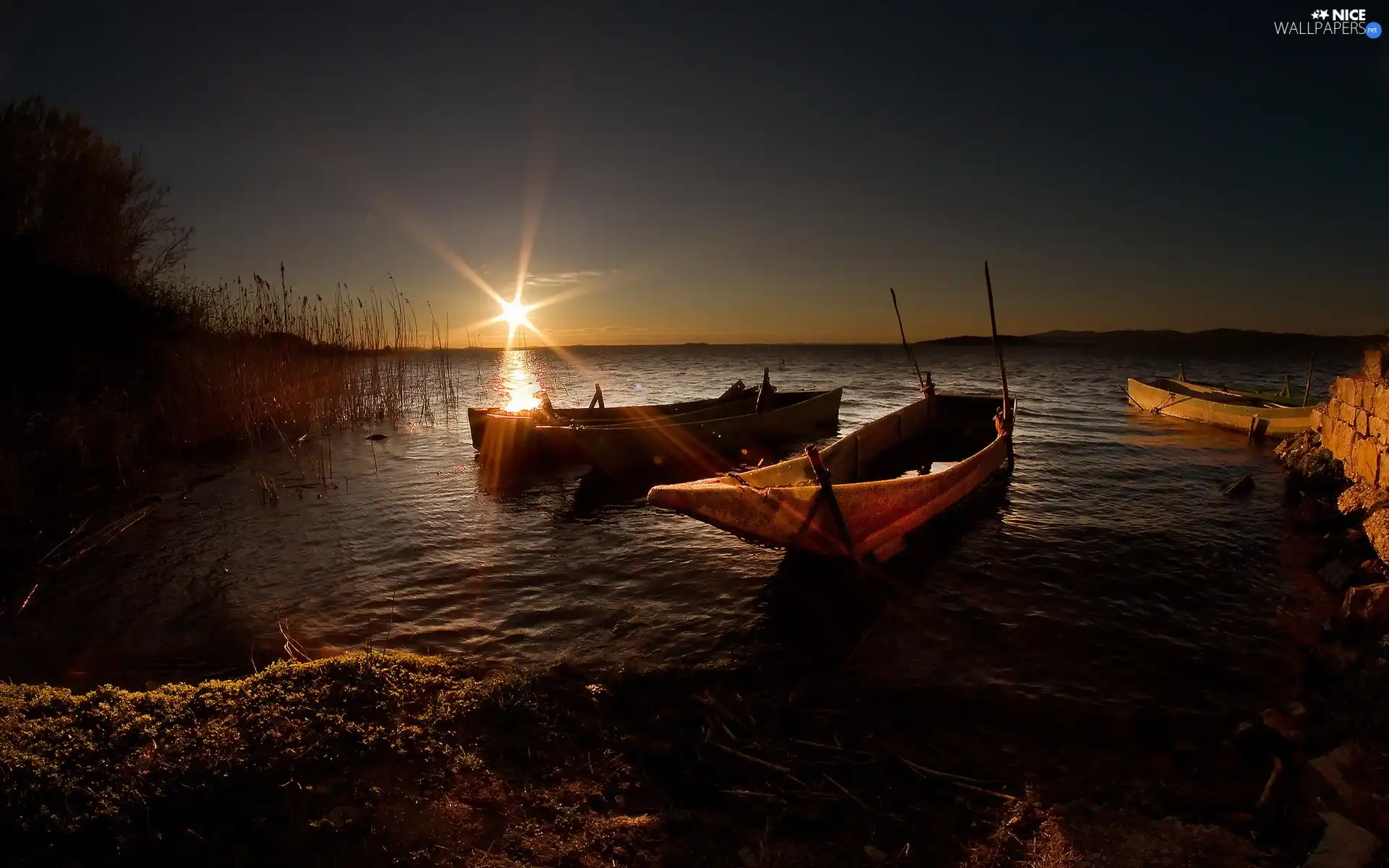 Lajbs, lake, sun, rays, west