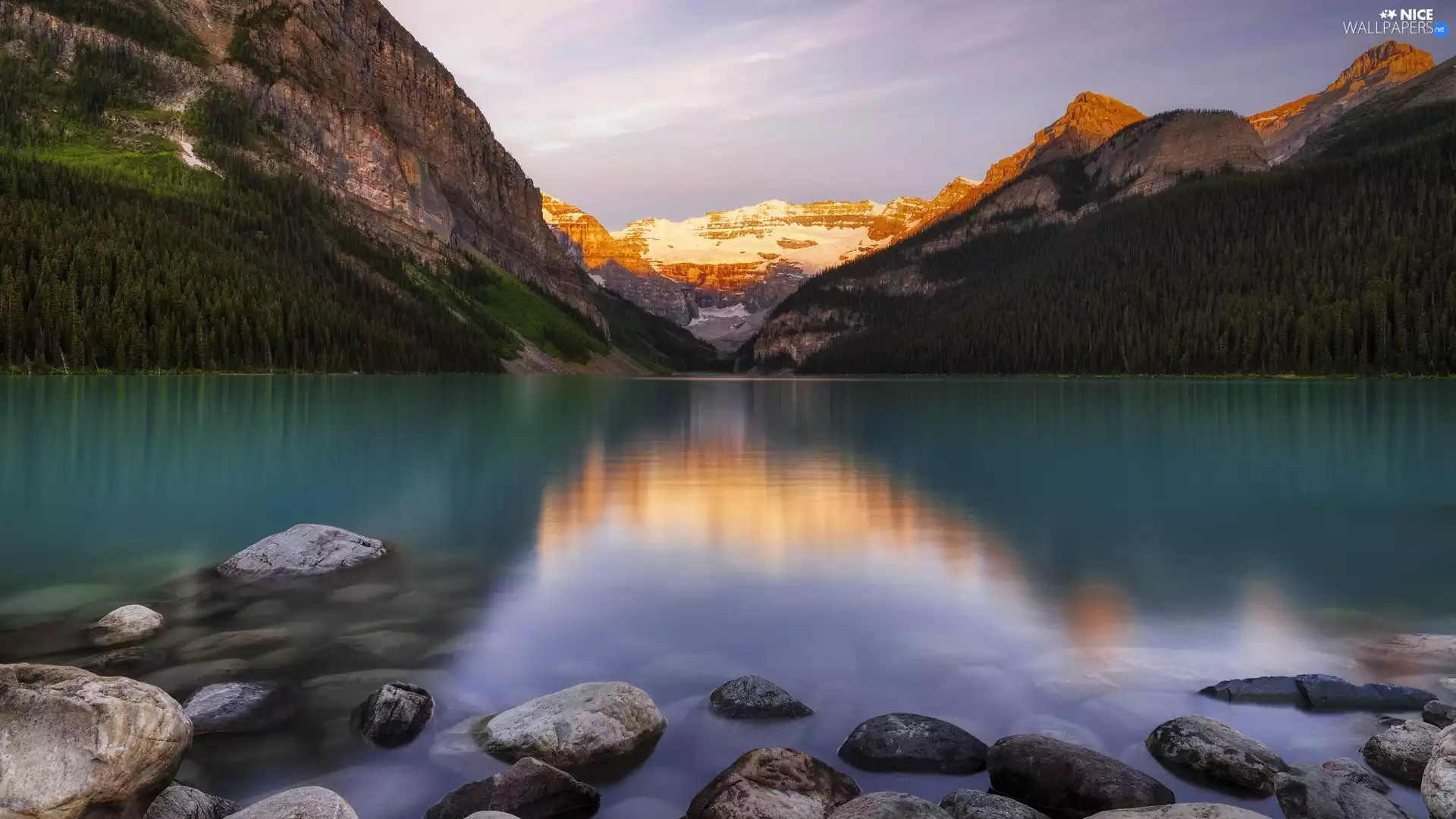 Stones, Lake Louise, Alberta, rocky mountains, lake, Banff National Park, Canada