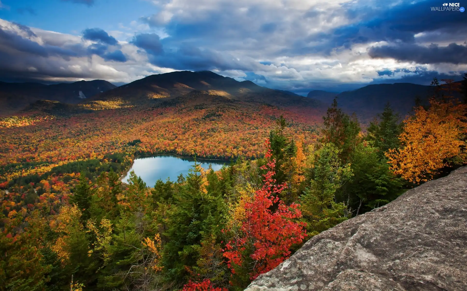 lake, Mountains, forest