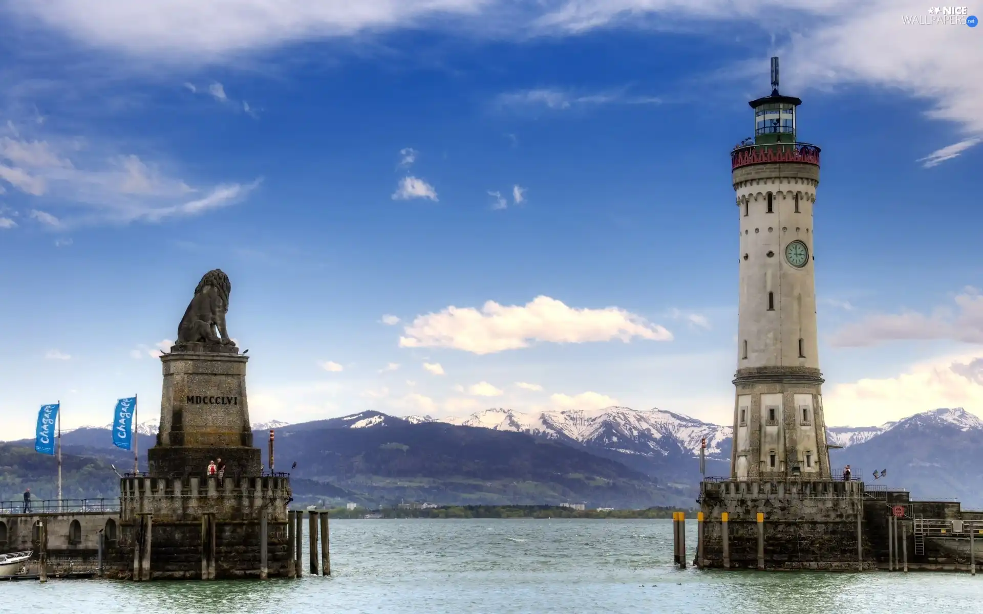 Lindau, Lighthouse, lake, Bavaria