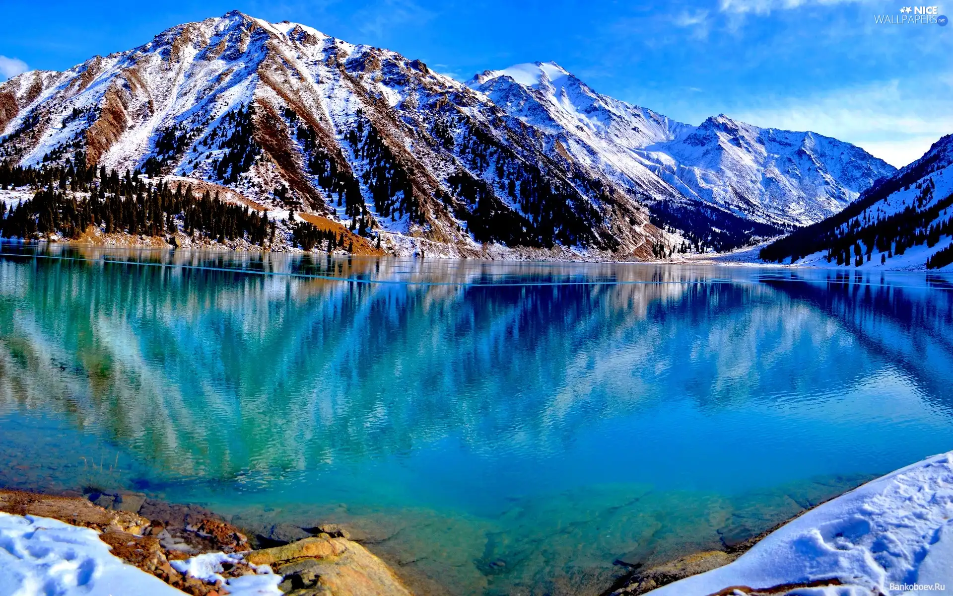 Mountains, lake