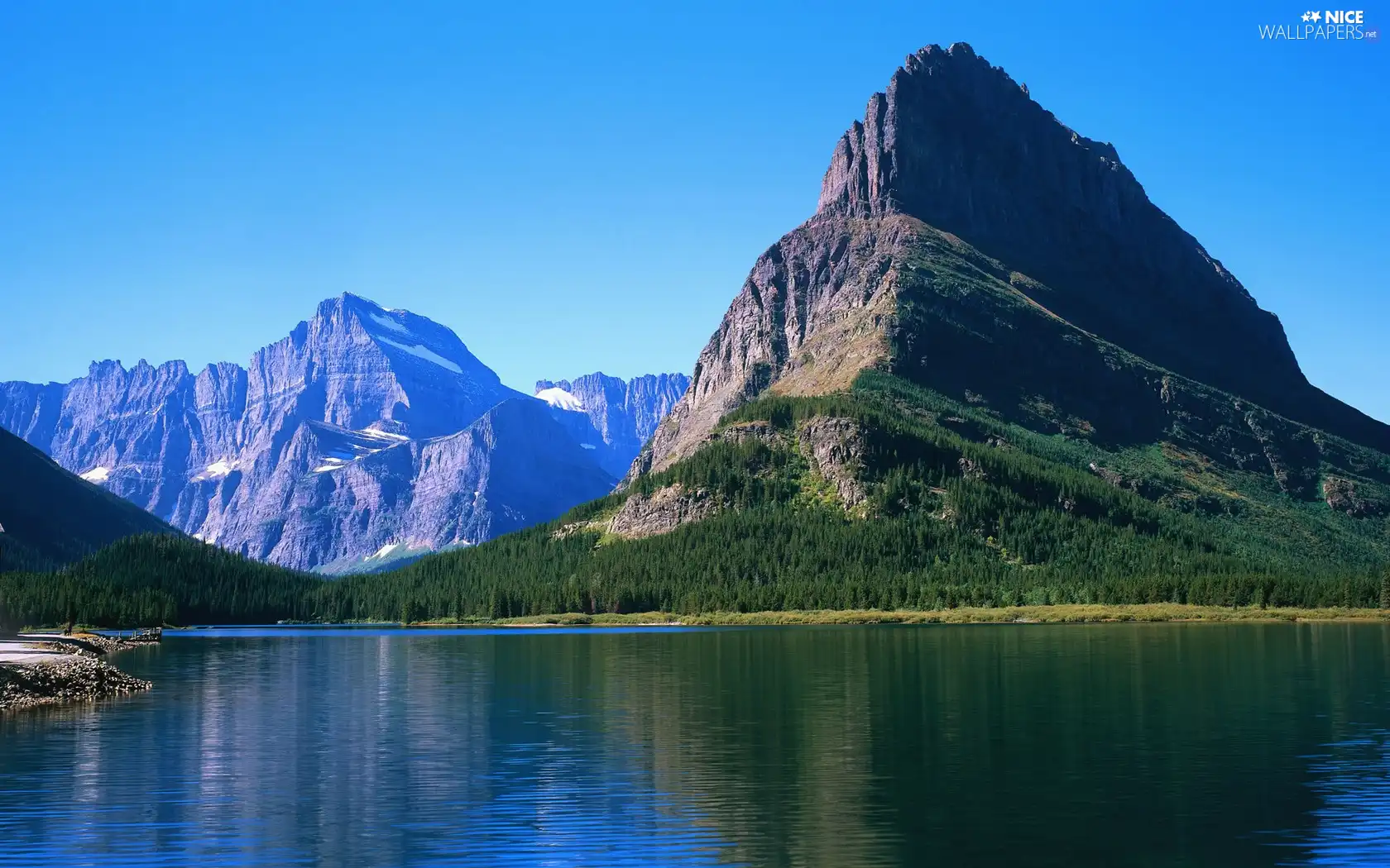 Mountains, lake